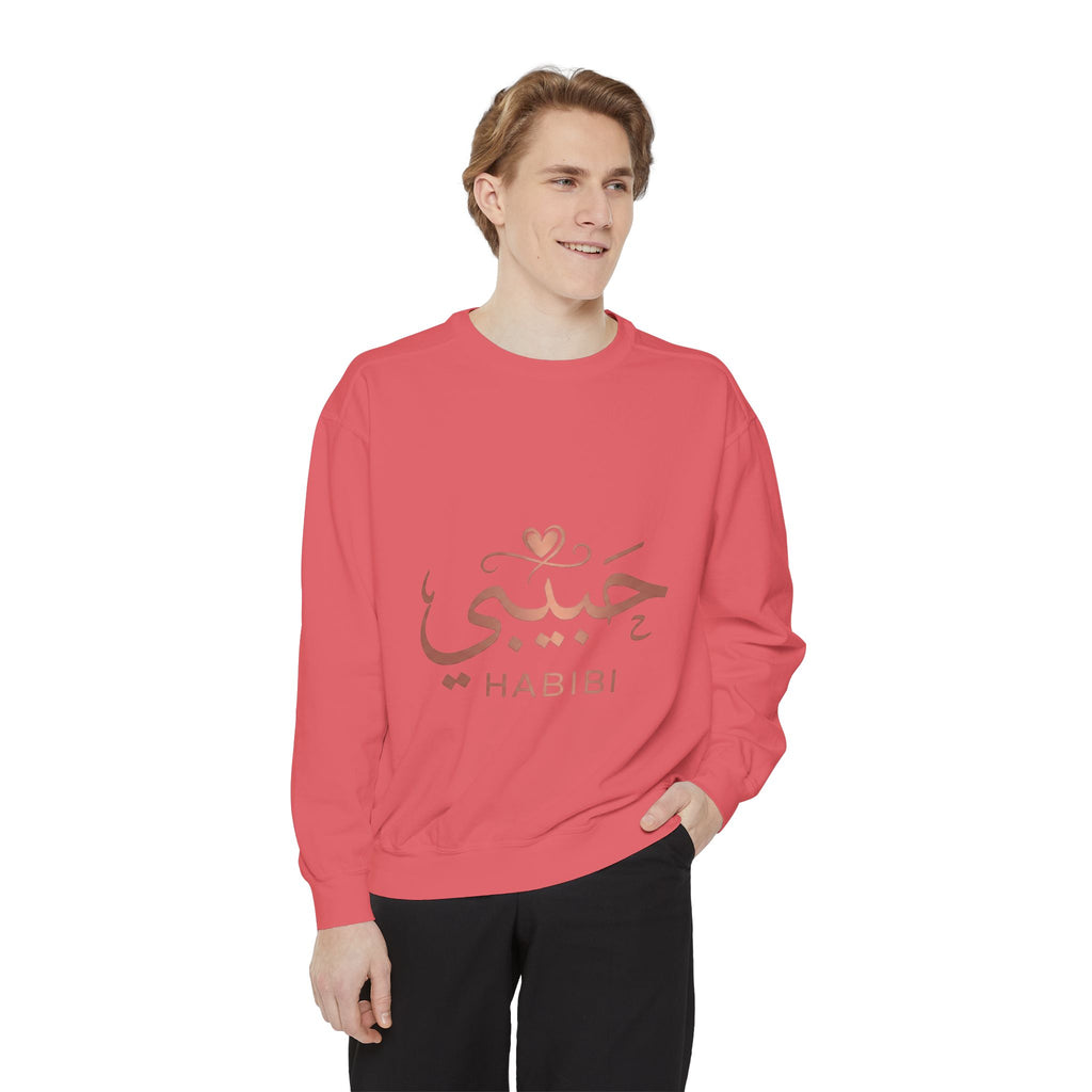 Habibi Sweatshirt — Arabic 'حبيبي' Rose Gold Graphic Crewneck