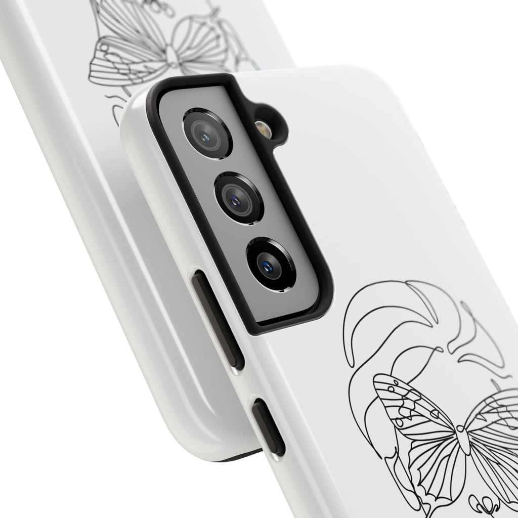 Butterfly Line Art Tough Phone Case — Minimalist Woman Face Design