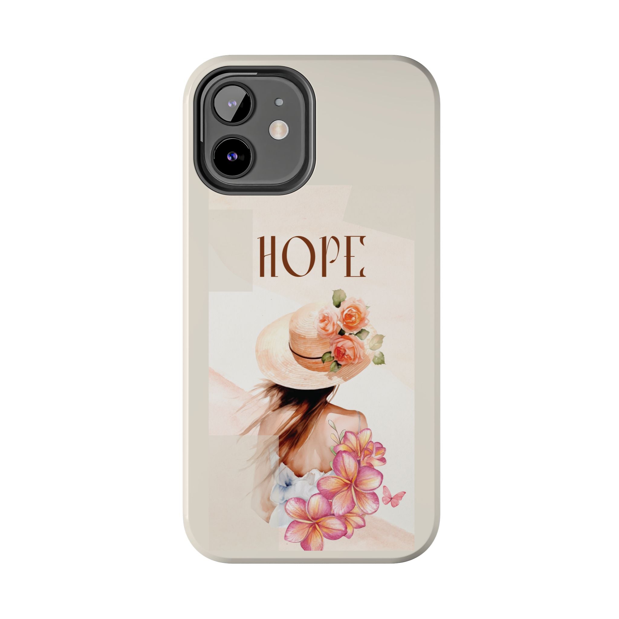 Hope Floral Tough Phone Case — Protective iPhone Case with Watercolor Girl & Flowers