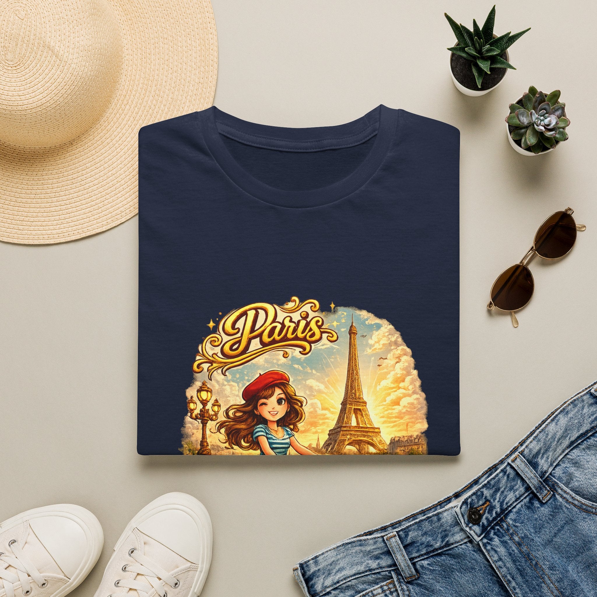 Paris Retro Bicycle T-Shirt — Vintage Eiffel Tower Travel Tee