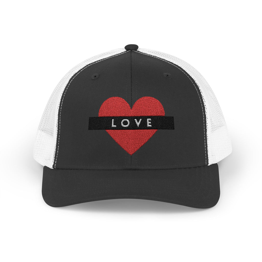 Love Heart Snapback Trucker Cap – Glitter Red Heart with 'LOVE' Band