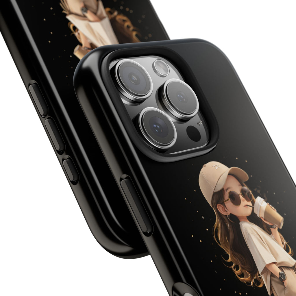 Phone Case — 'Running on Coffee' Cute Coffee Girl Protective Case