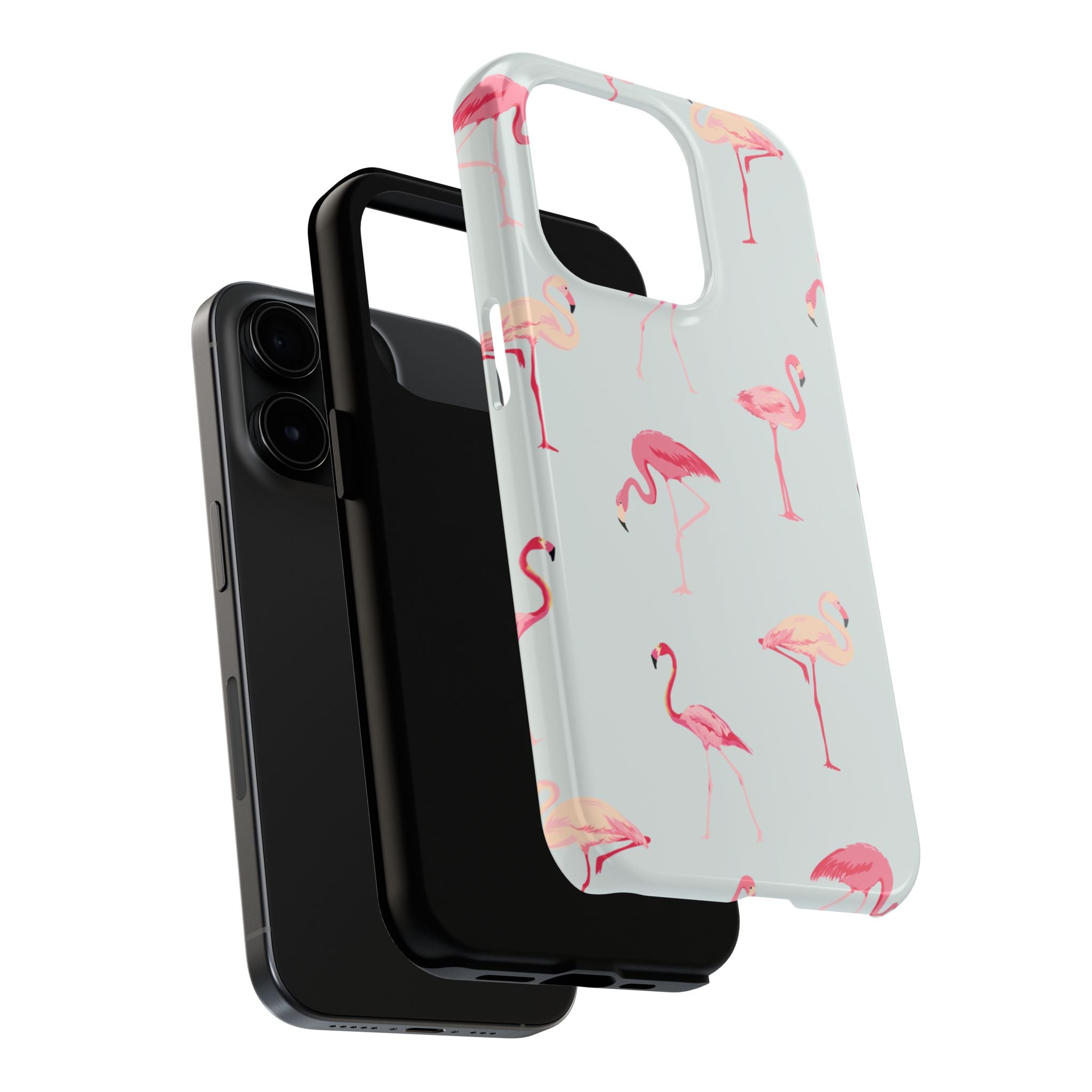Flamingo Pattern Tough Phone Case — Cute Pink Birds Protective Phone Cover