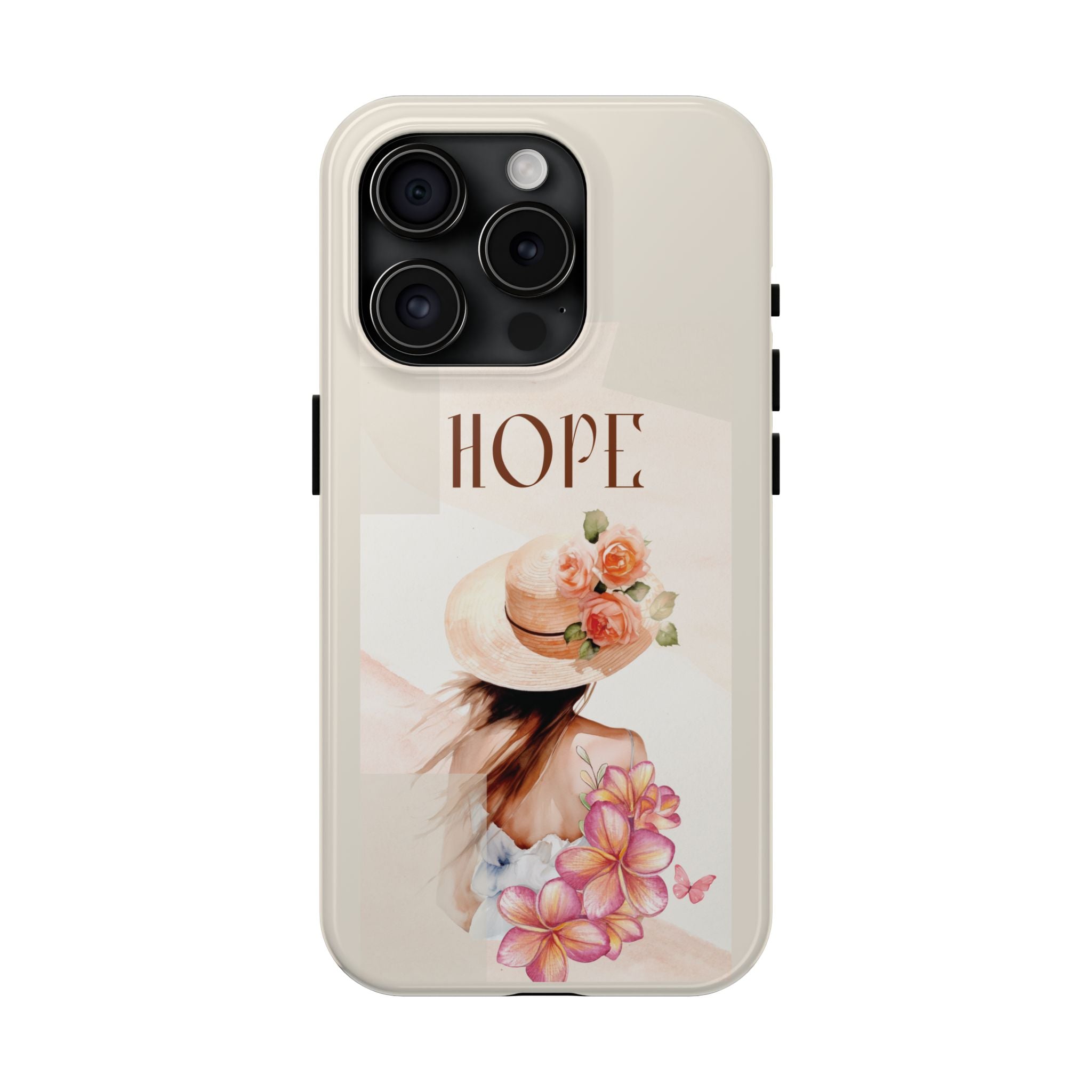 Hope Floral Tough Phone Case — Protective iPhone Case with Watercolor Girl & Flowers