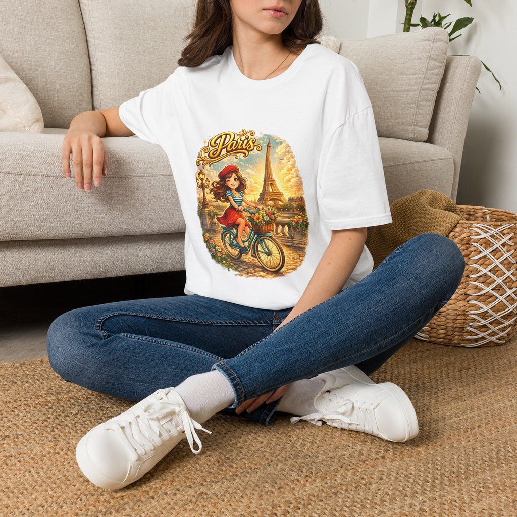 Paris Retro Bicycle T-Shirt — Vintage Eiffel Tower Travel Tee