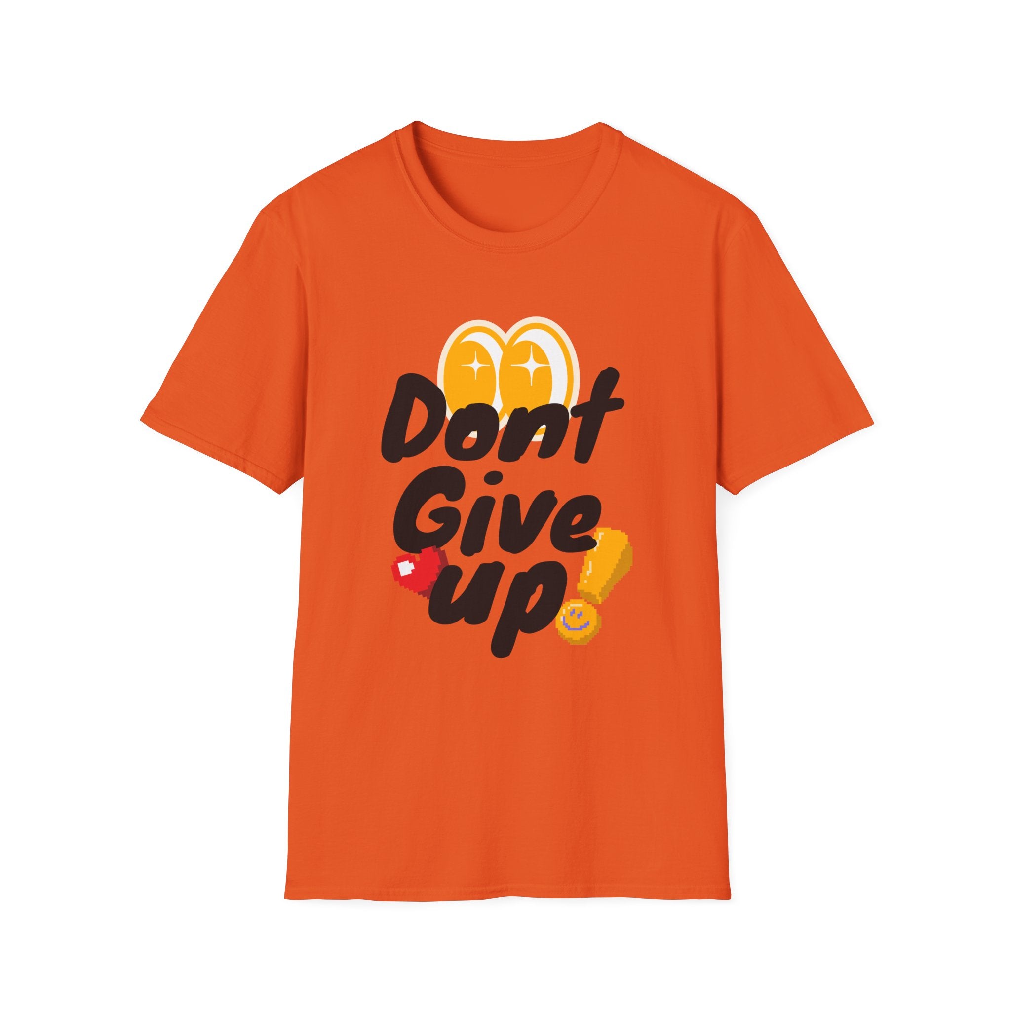 Don't Give Up T-Shirt — Motivational Graphic Tee with Positive Icons