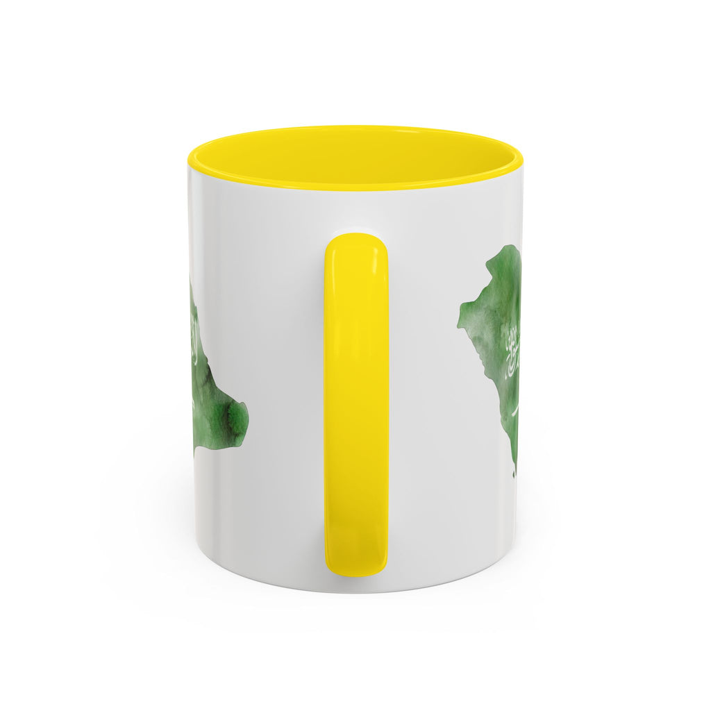 Saudi Arabia Flag Map Accent Coffee Mug — Green Watercolor Saudi Map (11/15oz)