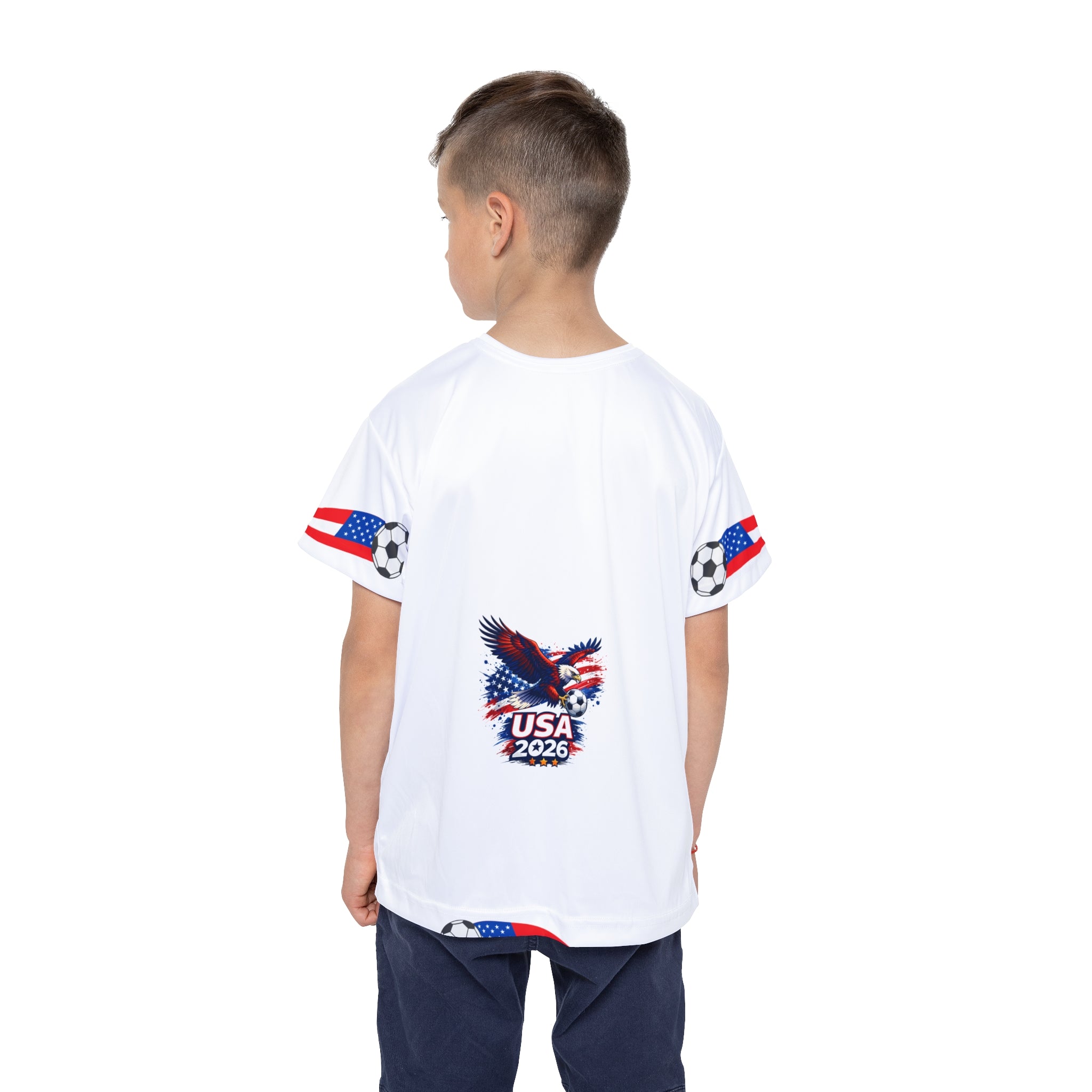 Kids USA Soccer Jersey — Patriotic Eagle & Stripes Youth Sports Shirt