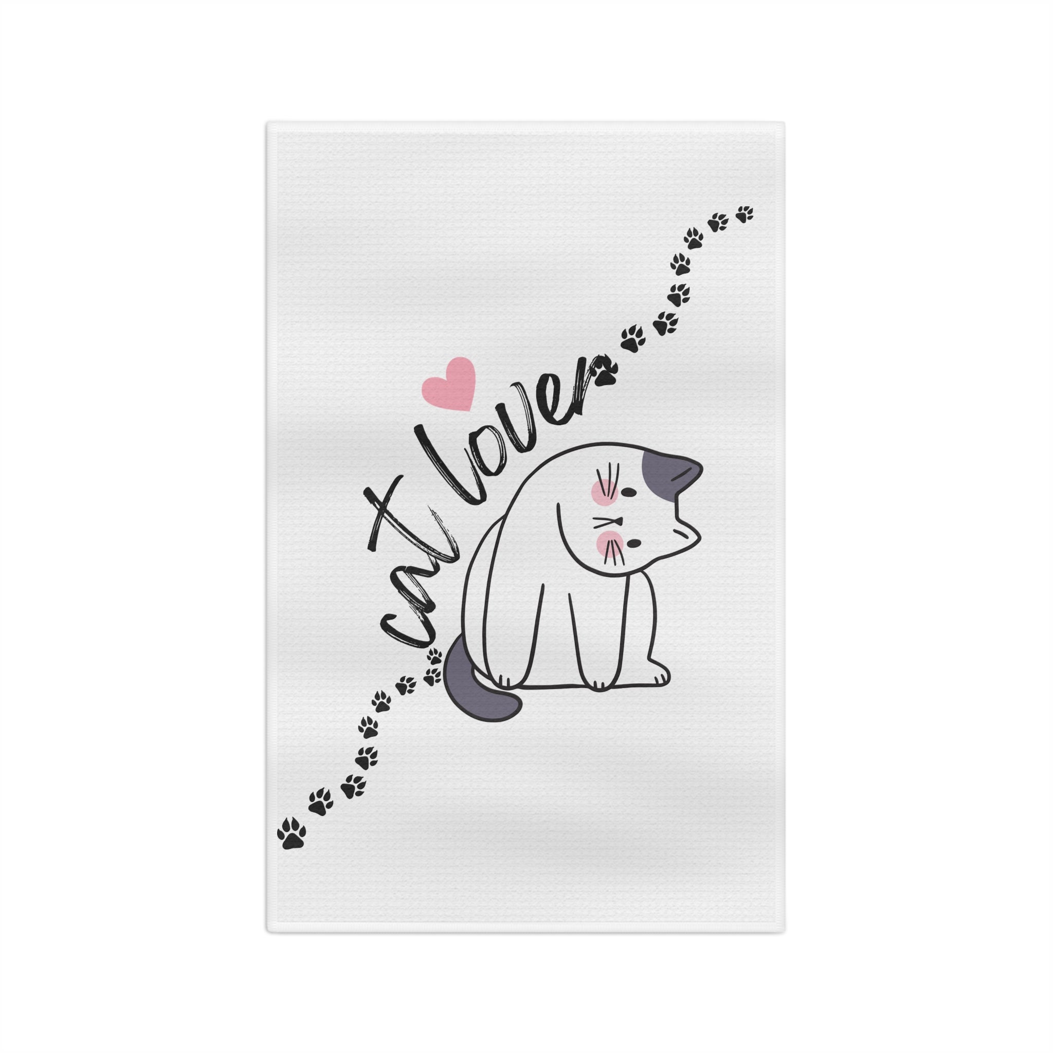 Cat Lover Tea Towel — Cute Paw Print Kitchen Dish Towel