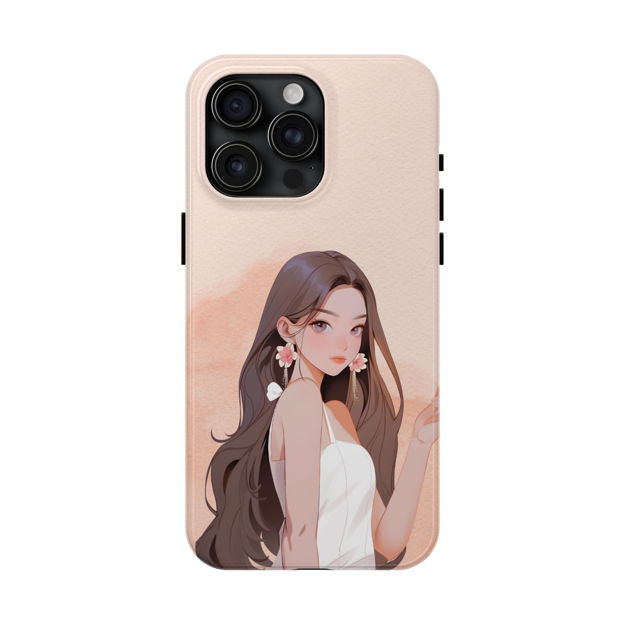 Tough Phone Case — Elegant Anime Girl Illustration, Protective Slim Phone Cover