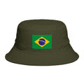 Brazil Flag Bucket Hat — Brown Cotton Sun Hat with Brazilian Flag Patch