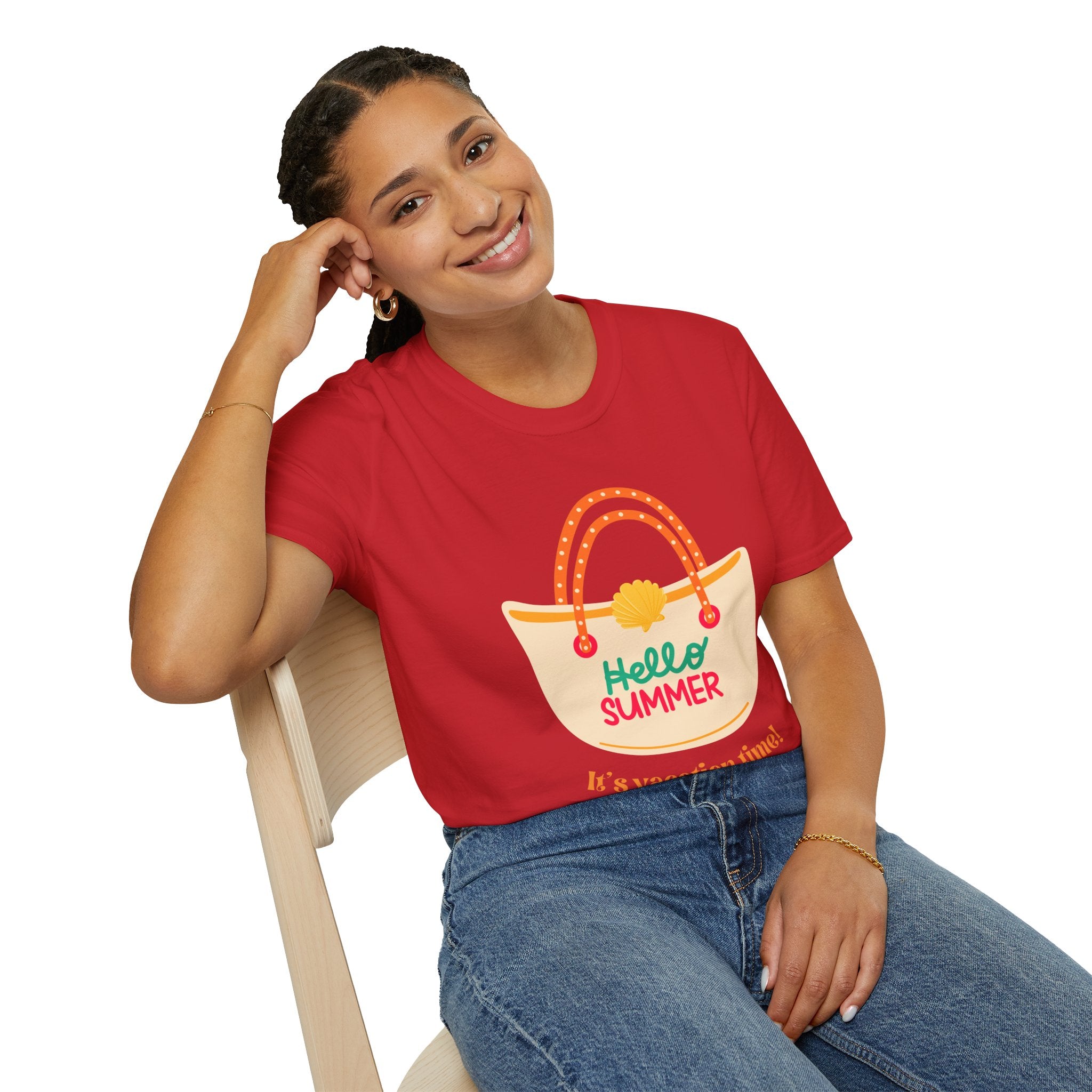 Hello Summer Tote Graphic T-Shirt — "Hello Summer, It’s Vacation Time!"