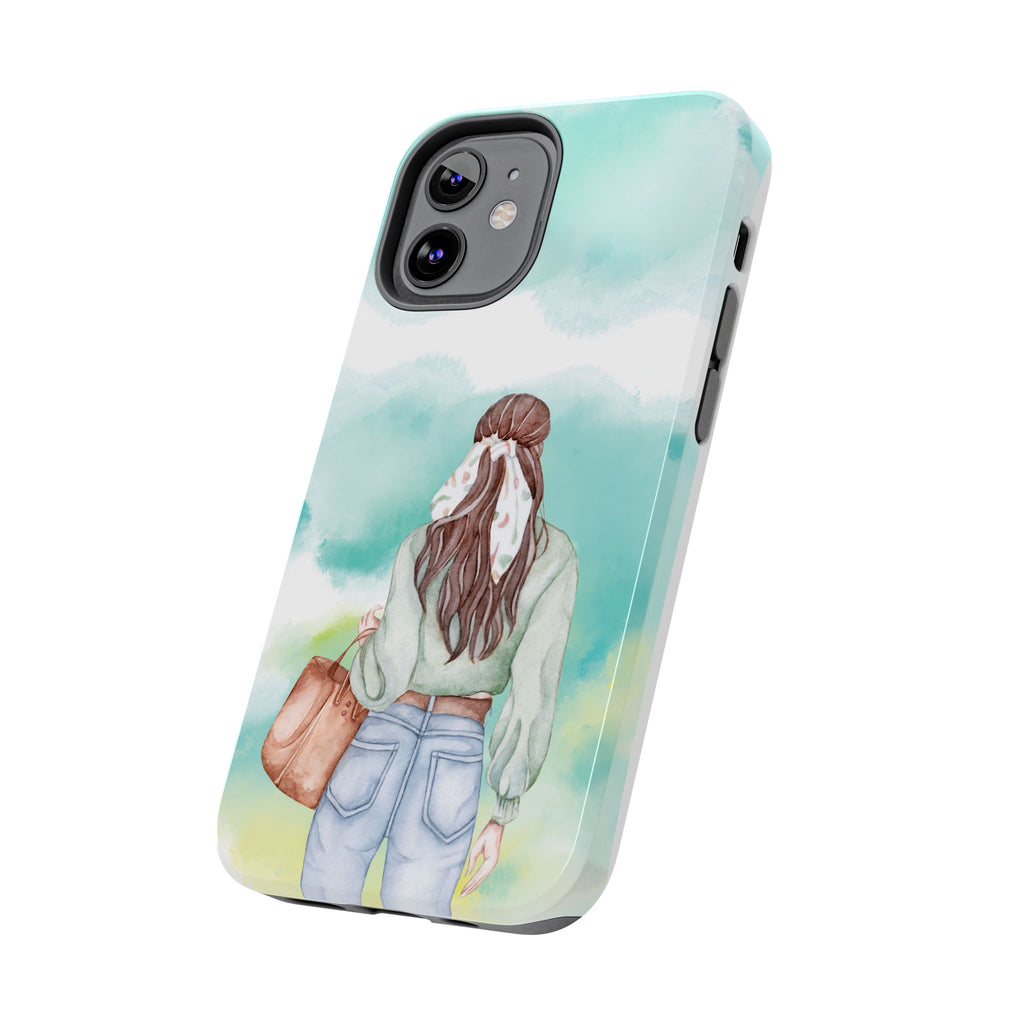 Watercolor Girl Tough Phone Case — Trendy Pastel Back-to-School Protective Cover