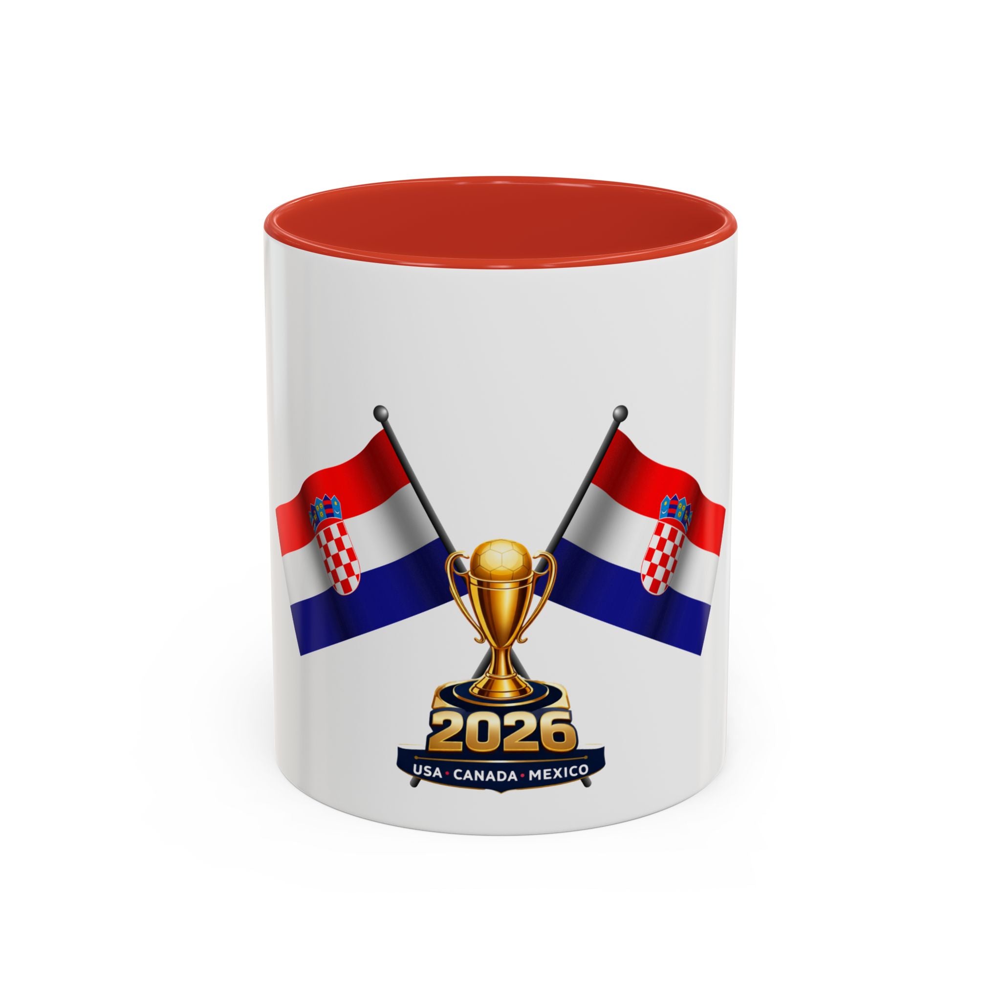 Croatia 2026 Soccer Fan Coffee Mug — Flags & Trophy Cup Design