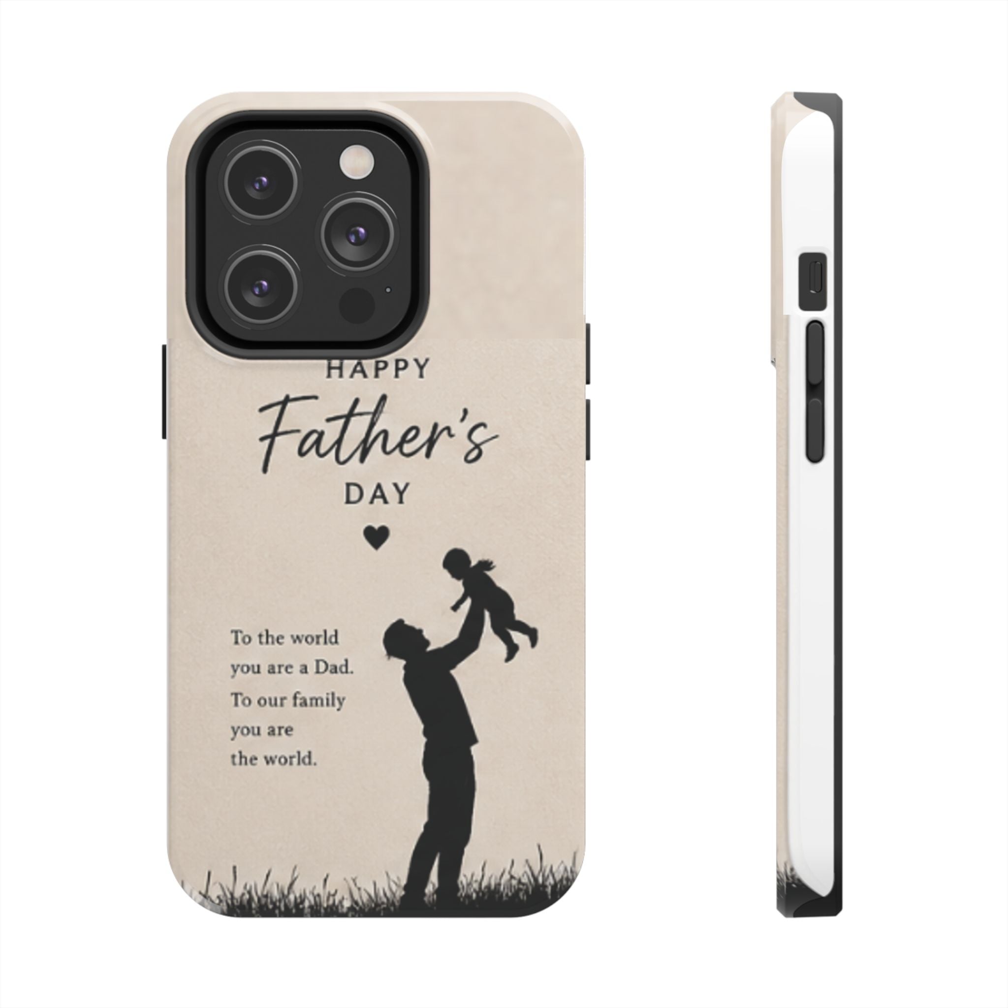 Father's Day Tough Phone Case — "Happy Father's Day" Silhouette Dad & Child Protective Cover