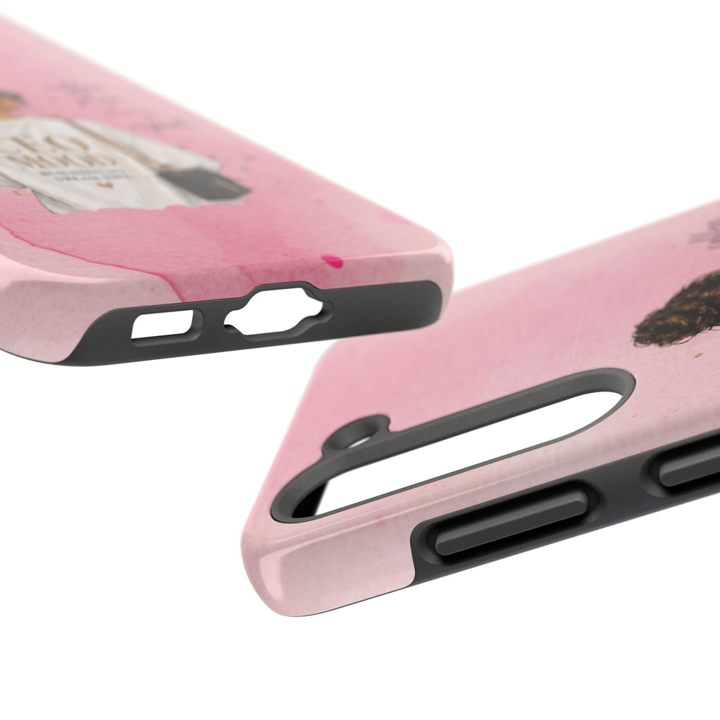 CEO Mood Tough Phone Case — "Coffee, Plan, Slay, Repeat" Pink Protective Cover