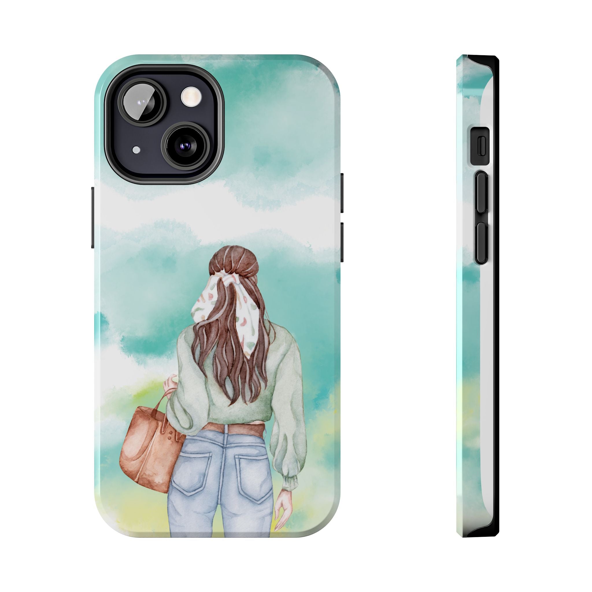 Watercolor Girl Tough Phone Case — Trendy Pastel Back-to-School Protective Cover