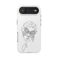 Butterfly Line Art Tough Phone Case — Minimalist Woman Face Design