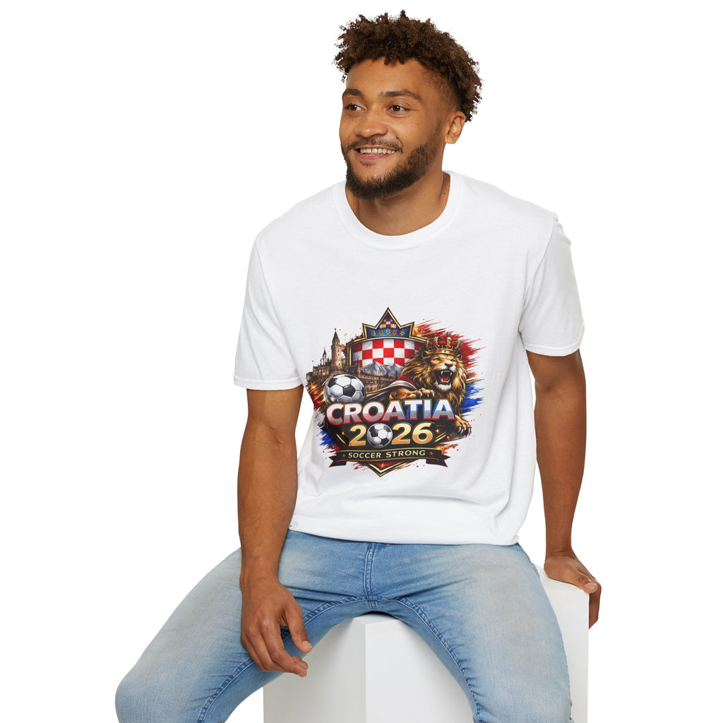 Croatia Soccer T-Shirt 2026 — Croatian Crest, Map & Lion Football Fan Tee