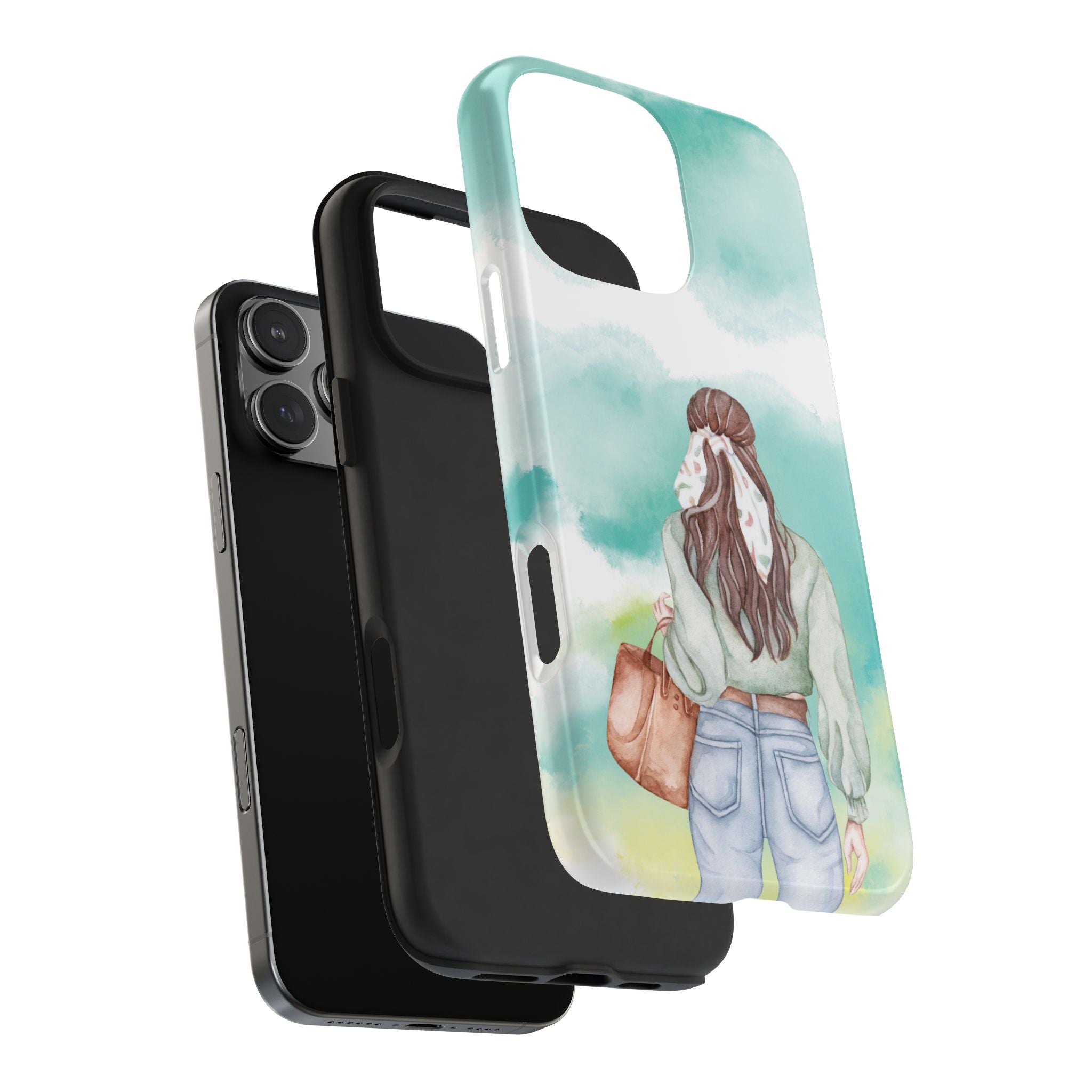 Watercolor Girl Tough Phone Case — Trendy Pastel Back-to-School Protective Cover