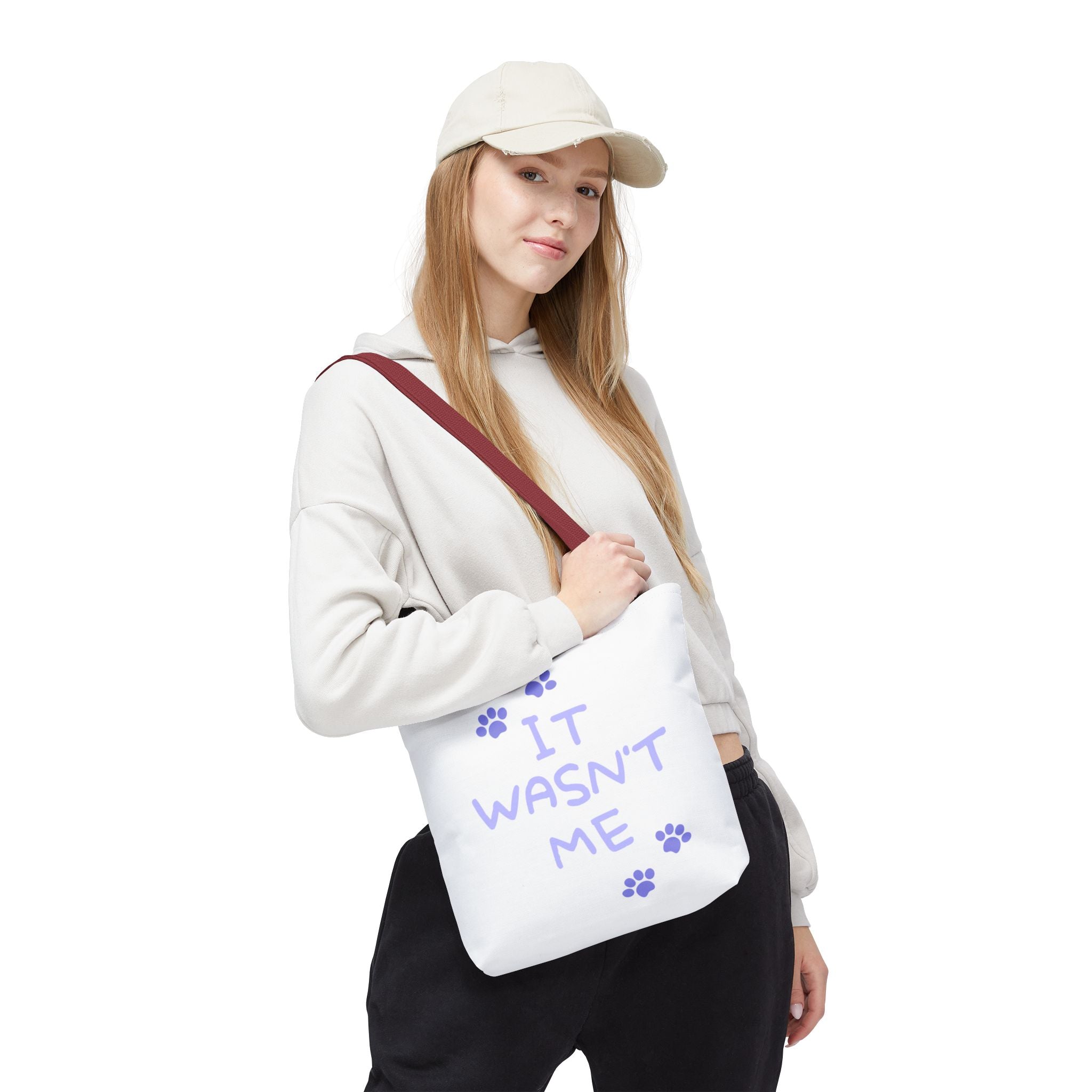Cat Paw Print Tote — "It Wasn't Me" Funny Cat Tote Bag