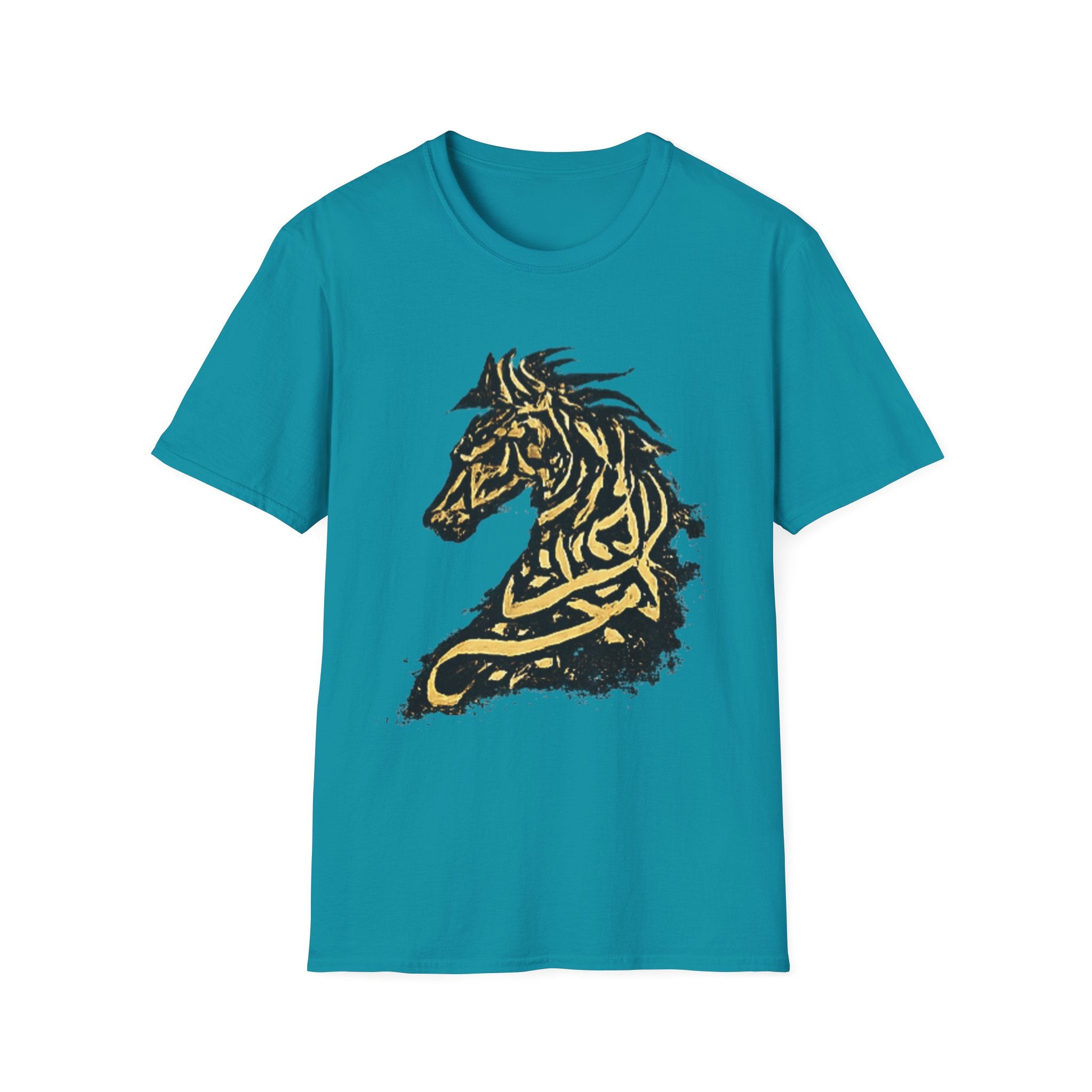 Tribal Gold Horse T-Shirt — Stylized Celtic Stallion Tee