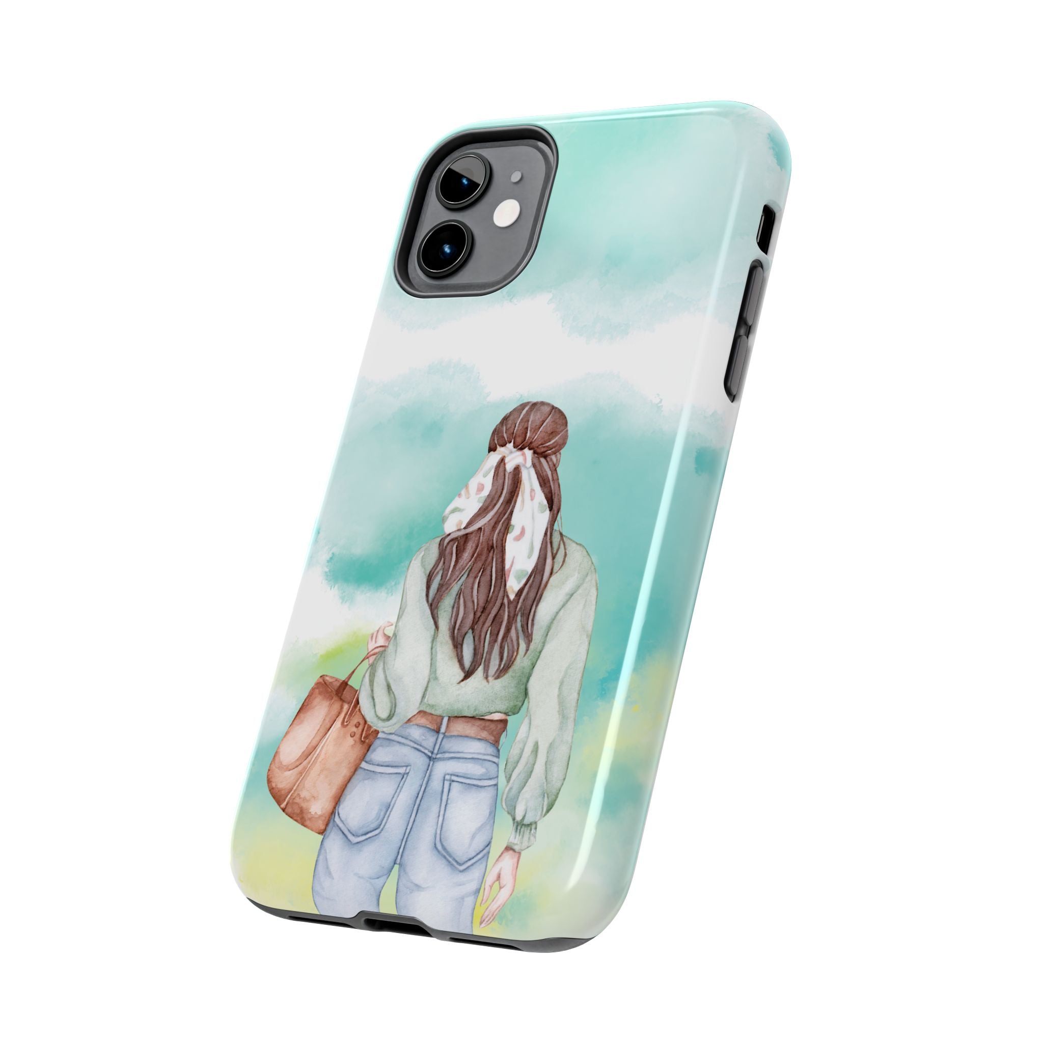 Watercolor Girl Tough Phone Case — Trendy Pastel Back-to-School Protective Cover