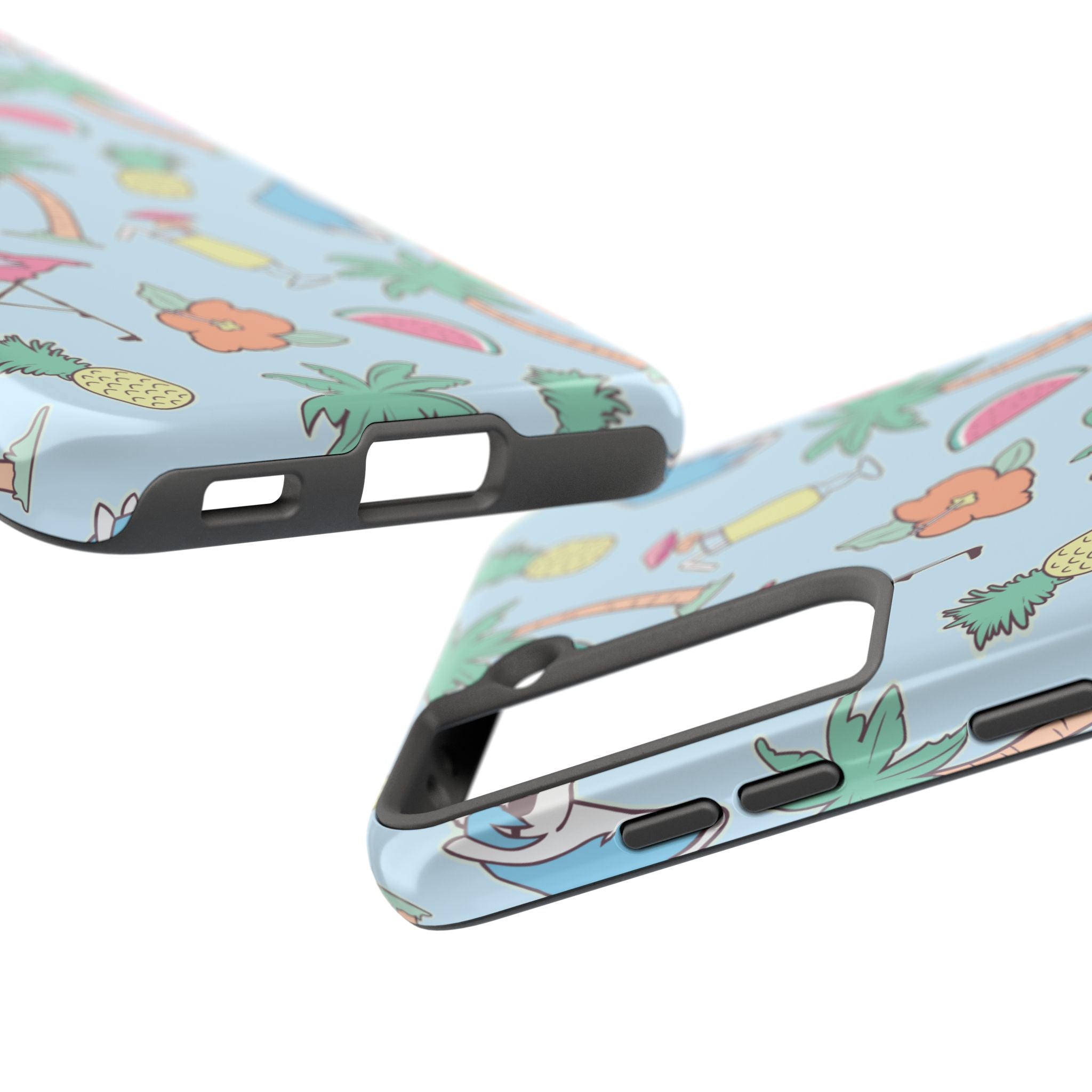 Tropical Summer Tough Phone Case — Pineapple, Flamingo & Palm Pattern