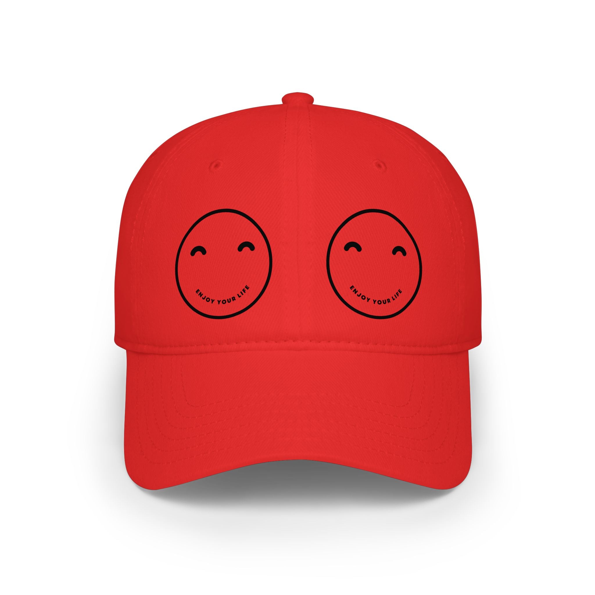 Smiley Eyes Red Baseball Cap — Cute Double Smile Face Hat