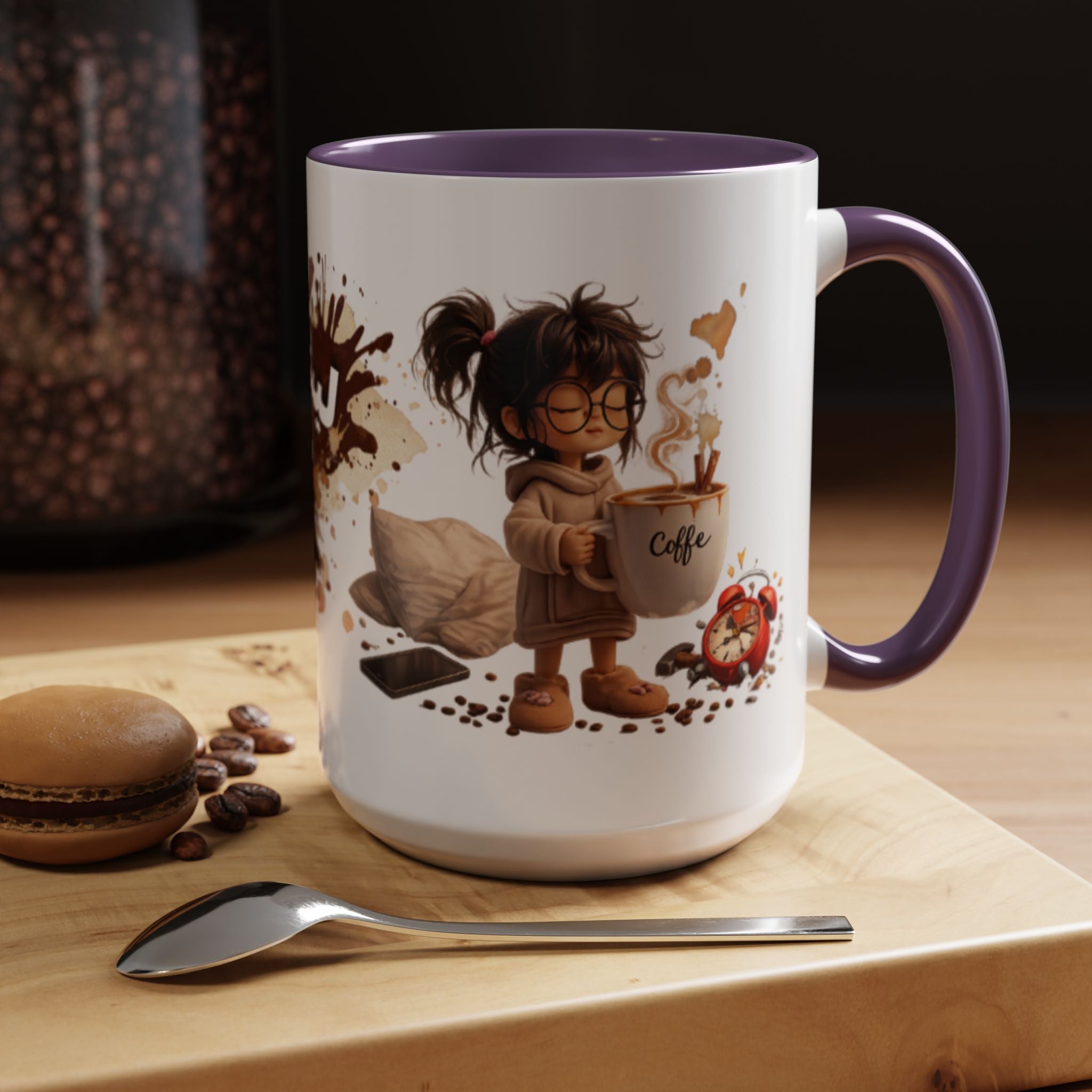 Cute Coffee Girl Accent Mug — Arabic Script Coffee Design (11/15oz)