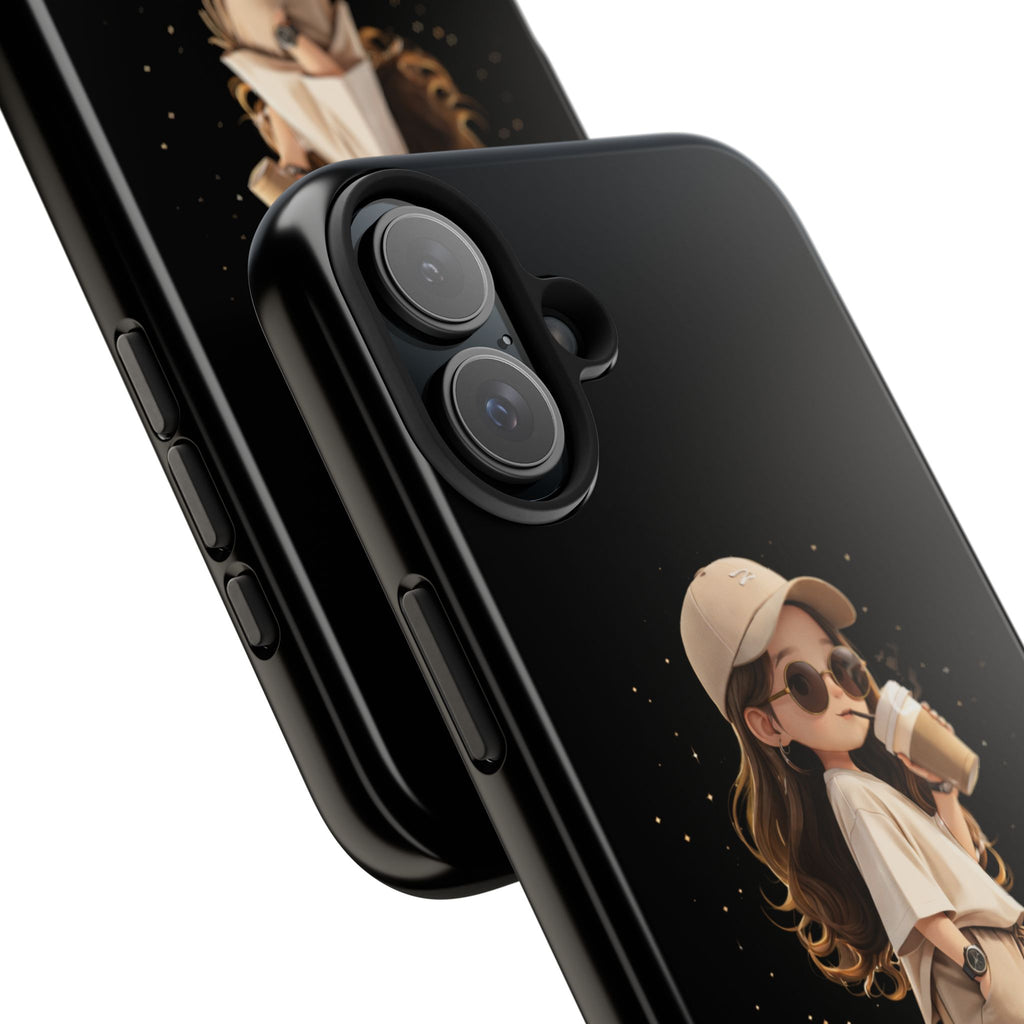 Phone Case — 'Running on Coffee' Cute Coffee Girl Protective Case