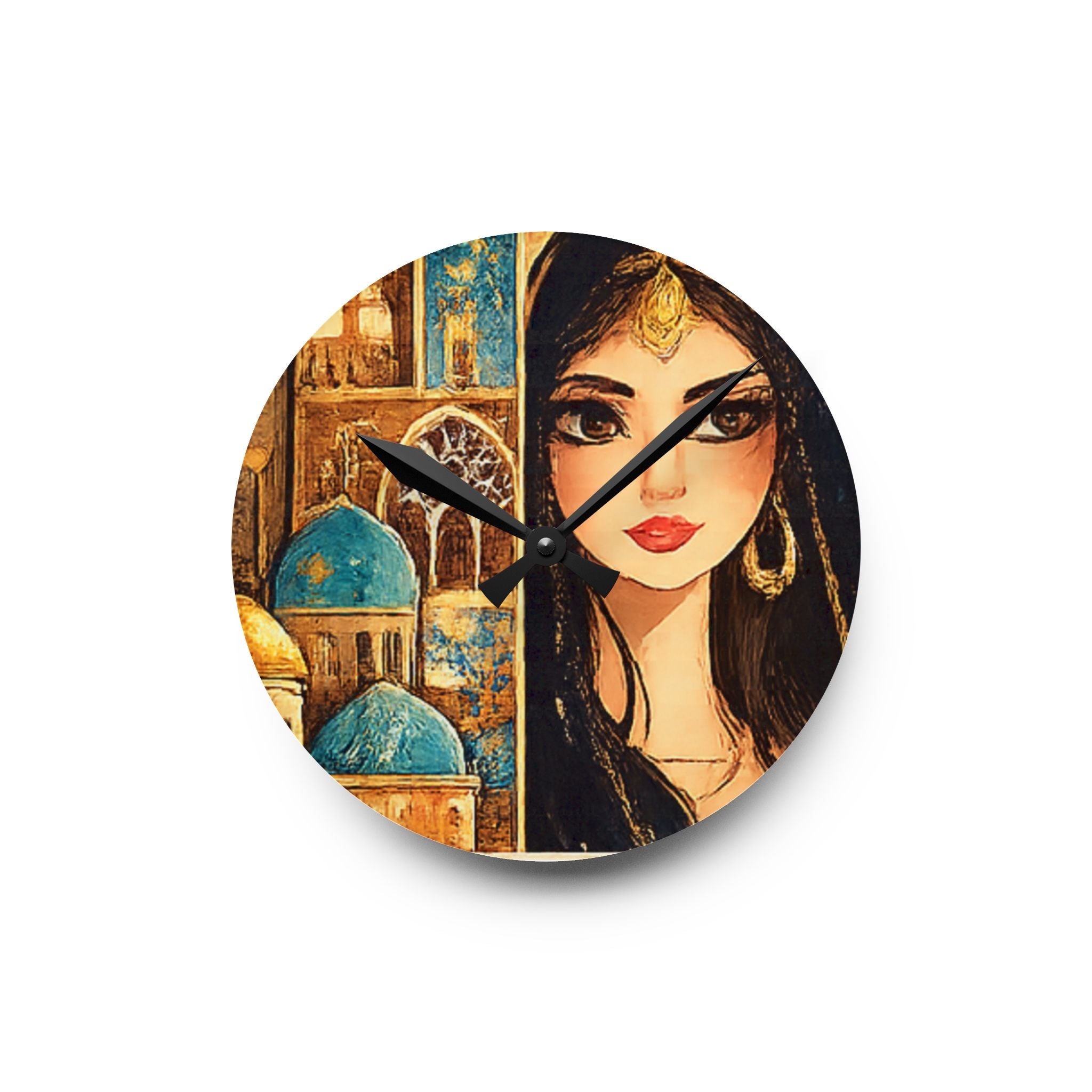 Acrylic Wall Clock — Middle Eastern Mosaic Portrait Decorative Clock