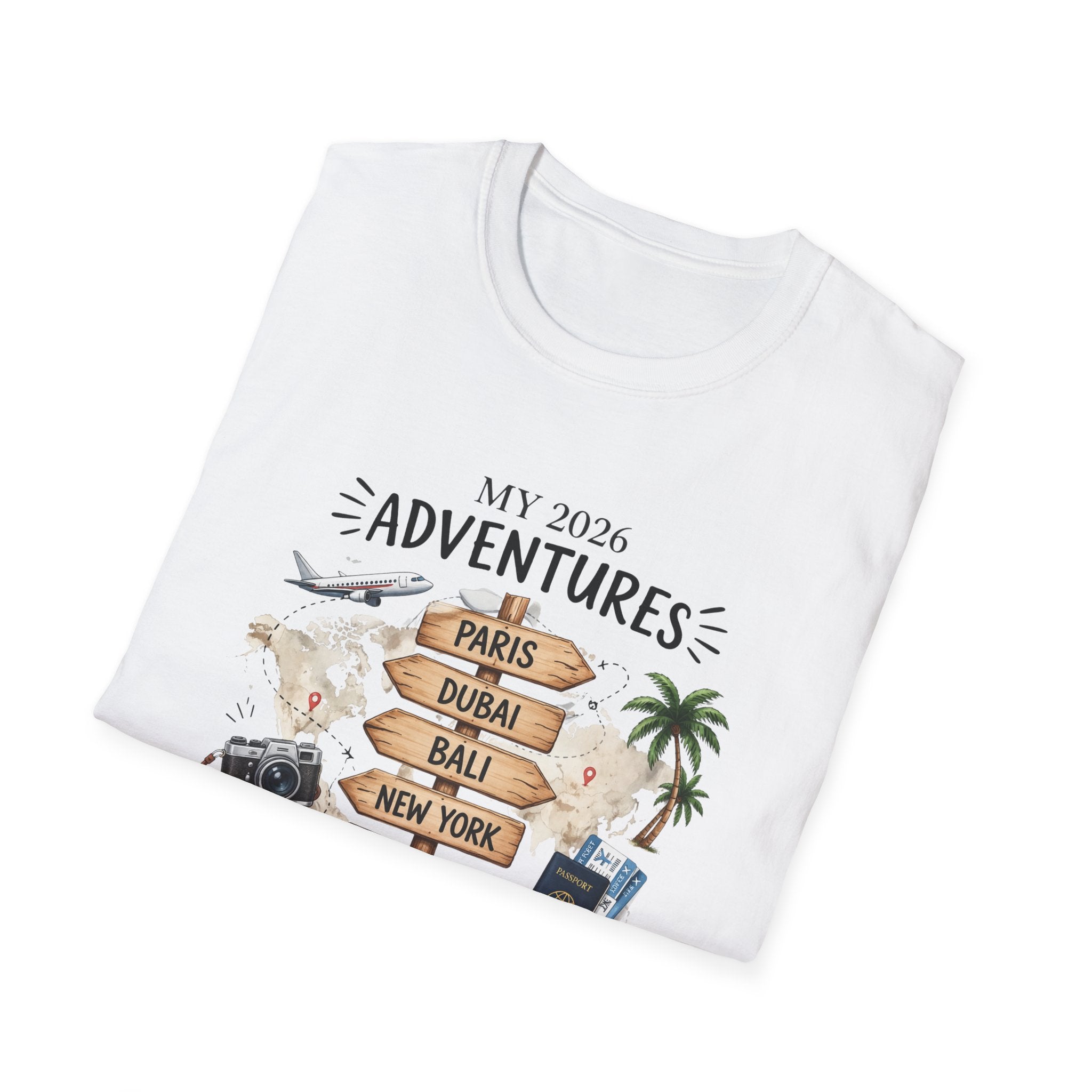 Travel Adventures T-Shirt — 'My 2020 Adventures' World Cities Graphic Tee (Paris, Dubai, Bali, New York, London, Tokyo)