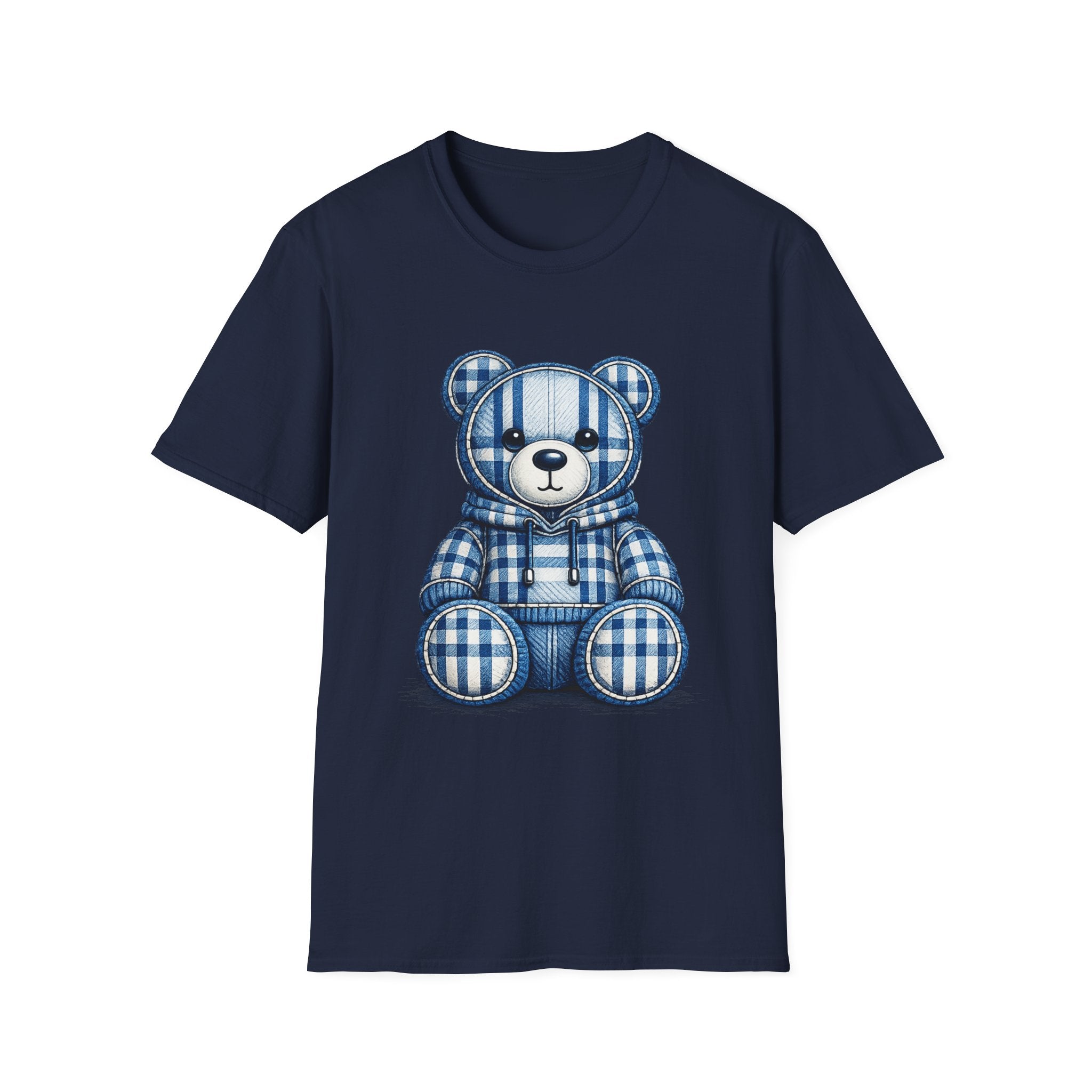 Plaid Blue Teddy Bear T-Shirt — Cute Cozy Graphic Tee