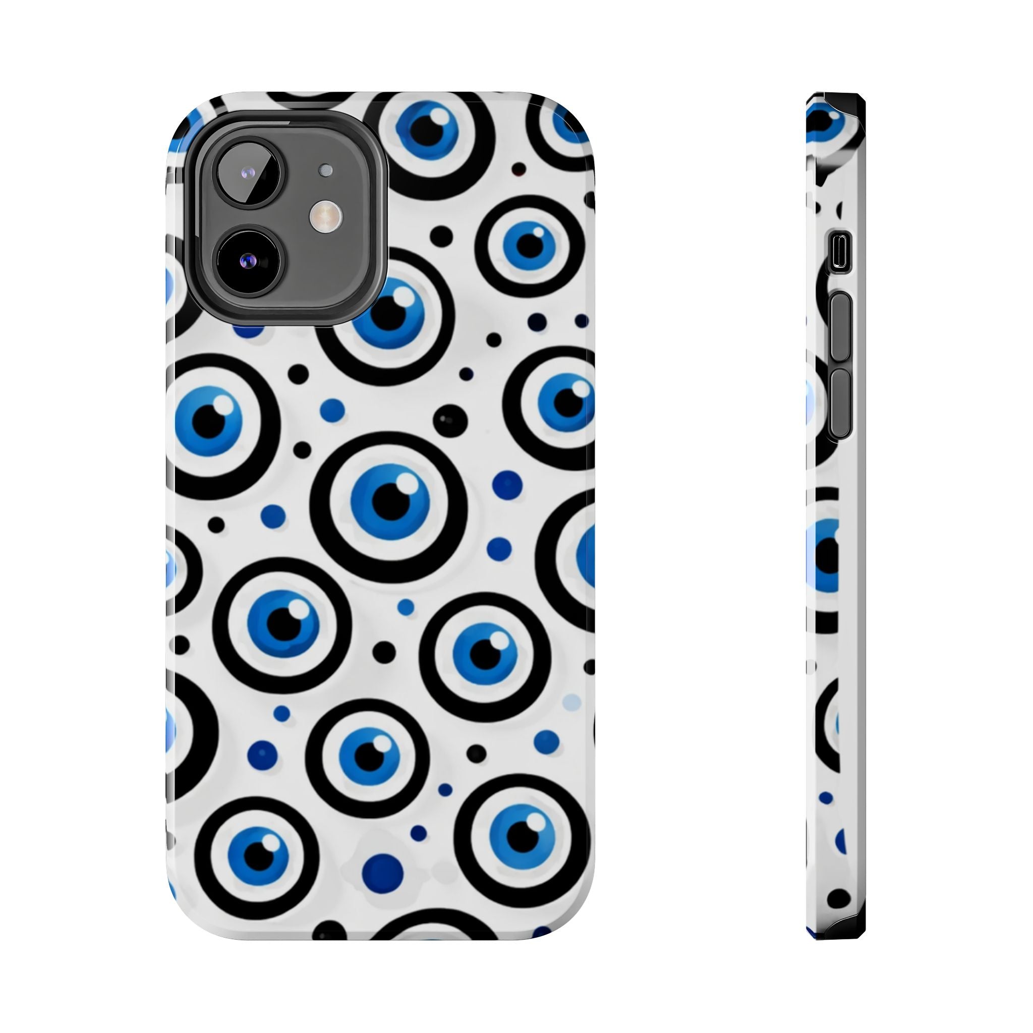 Blue Evil Eye Pattern Tough Phone Case — Protective Ceramic Nazar Design