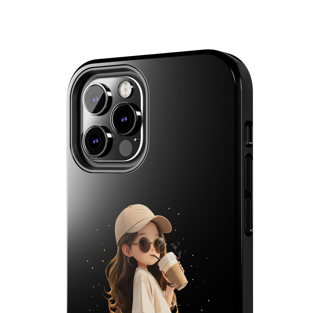 Phone Case — 'Running on Coffee' Cute Coffee Girl Protective Case
