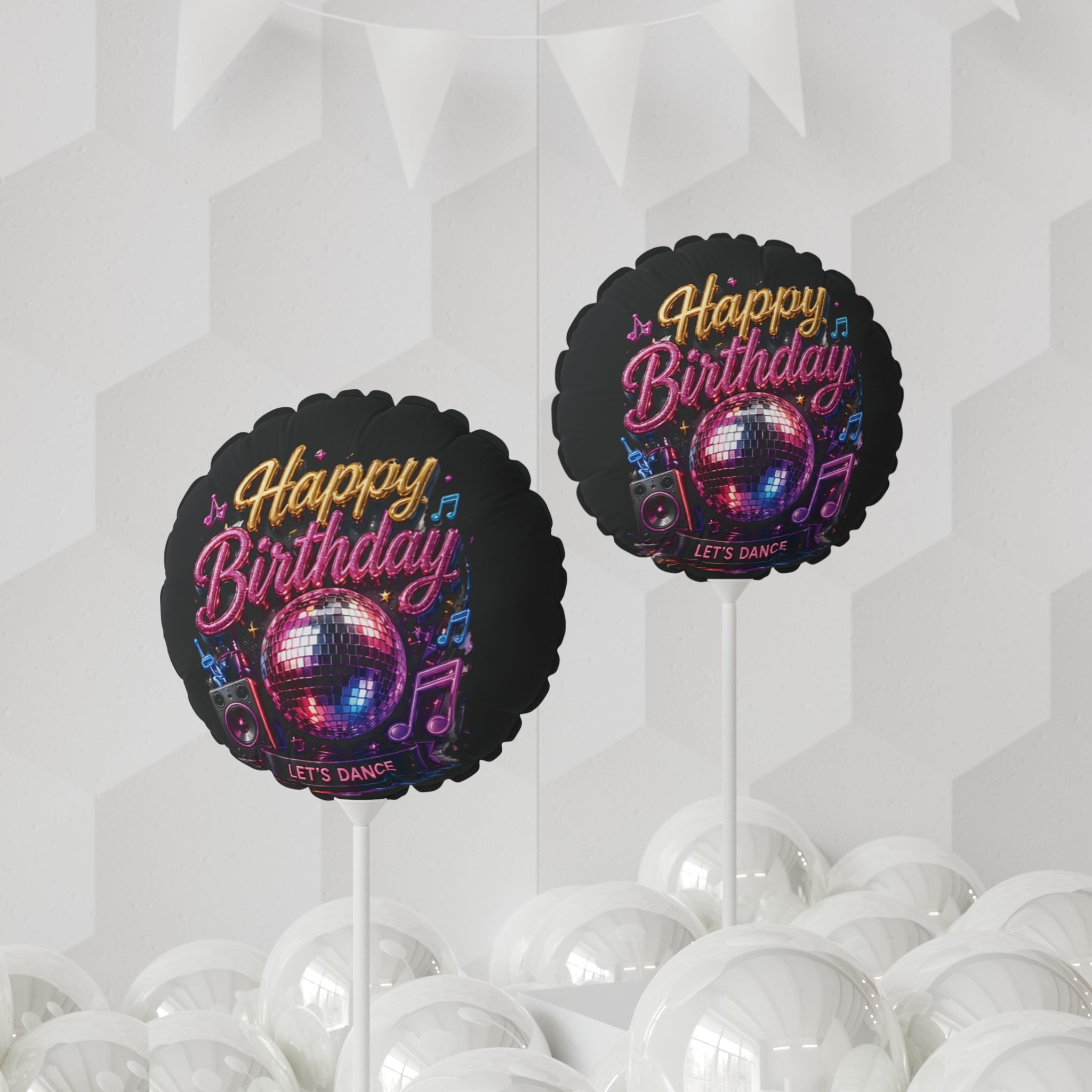 Happy Birthday Disco Balloon — 11" Round/Mylar Party Balloon