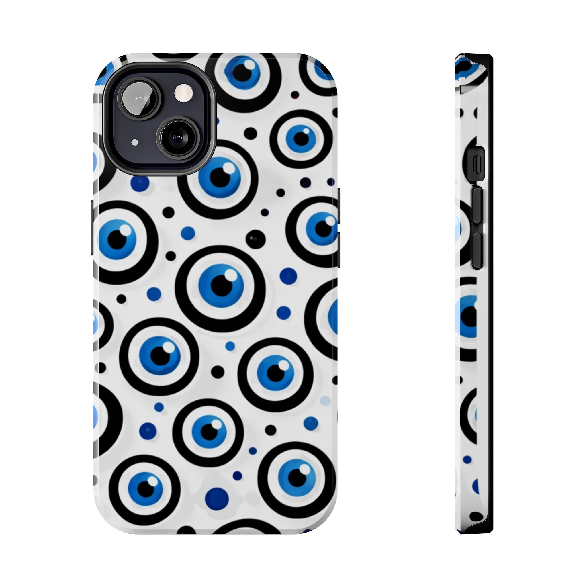 Blue Evil Eye Pattern Tough Phone Case — Protective Ceramic Nazar Design
