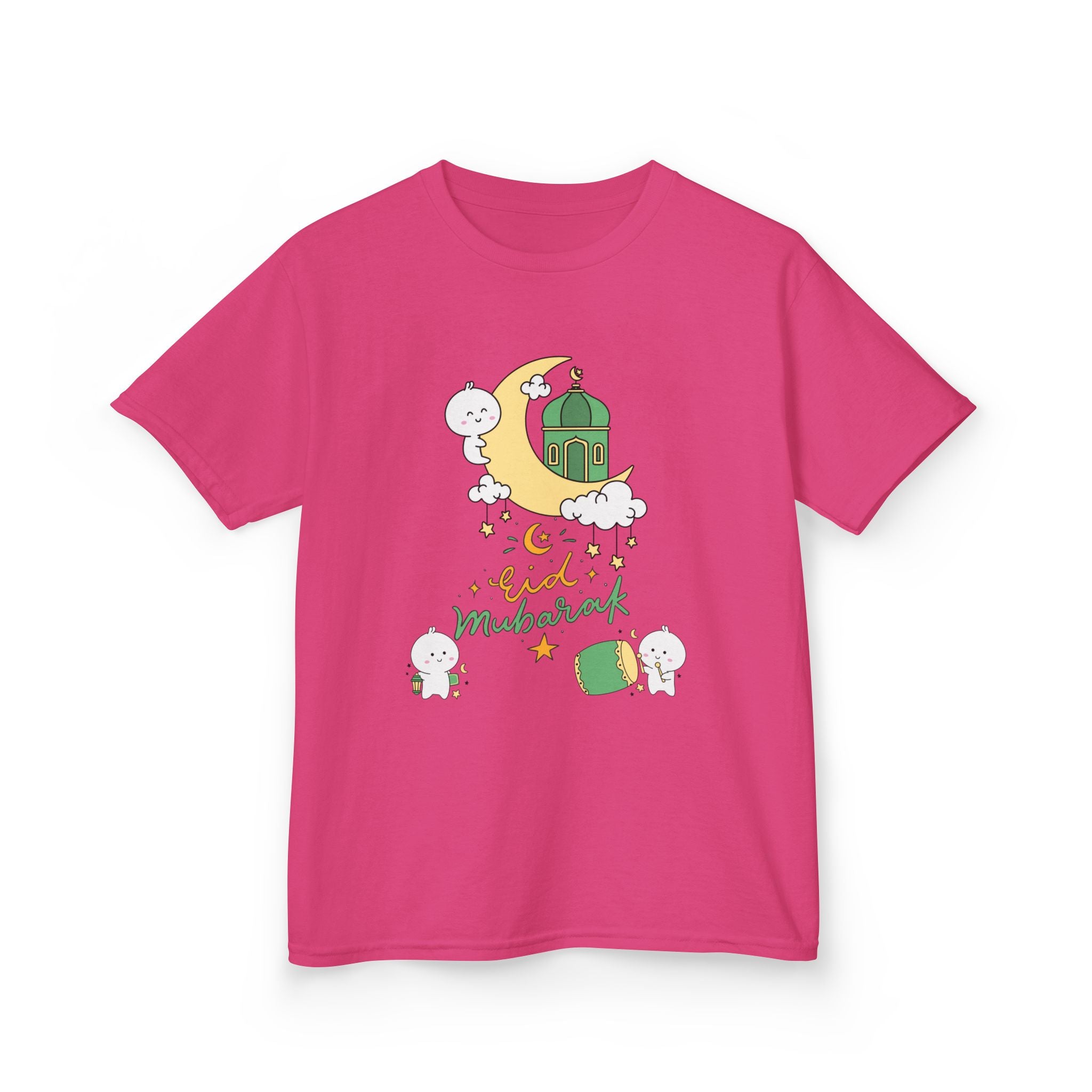 Kids Eid Mubarak Tee — Cute Crescent Moon & Mosque Ramadan Shirt