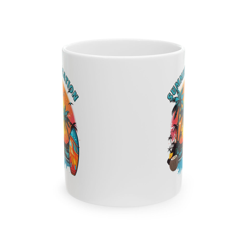 Summer Vibes Ceramic Mug – Tropical Sunset Palm Tree Coffee Cup (11oz/15oz)