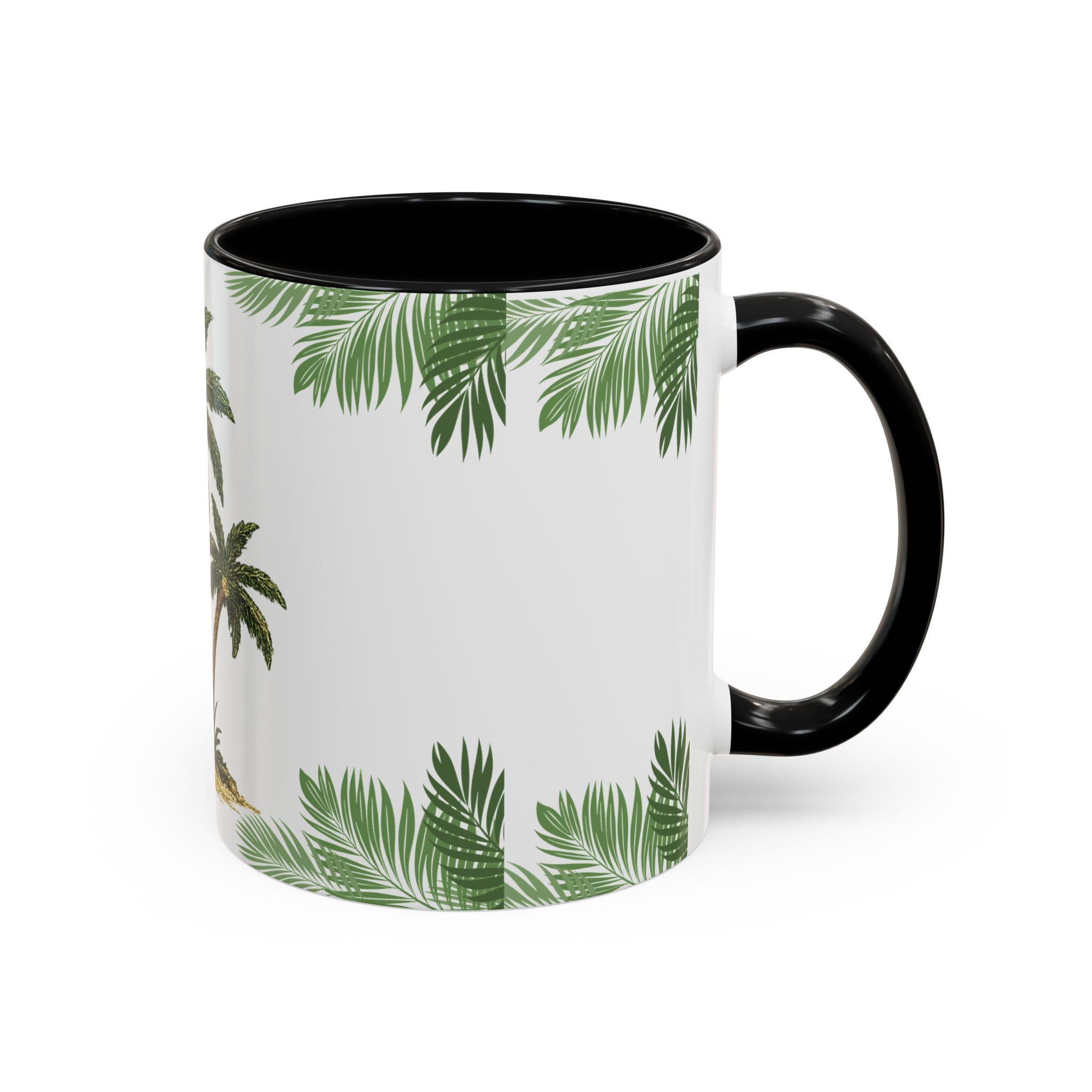 Tropical Palm Coffee Mug — Beachy Accent Mug with Palm Leaves (11oz)