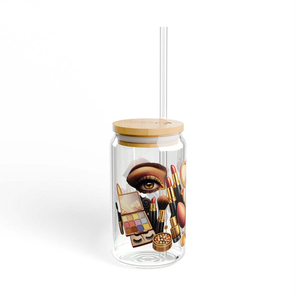 Makeup Brushes & Beauty Tools 16oz Sipper Glass with Lid — Cosmetic Lover Tumbler