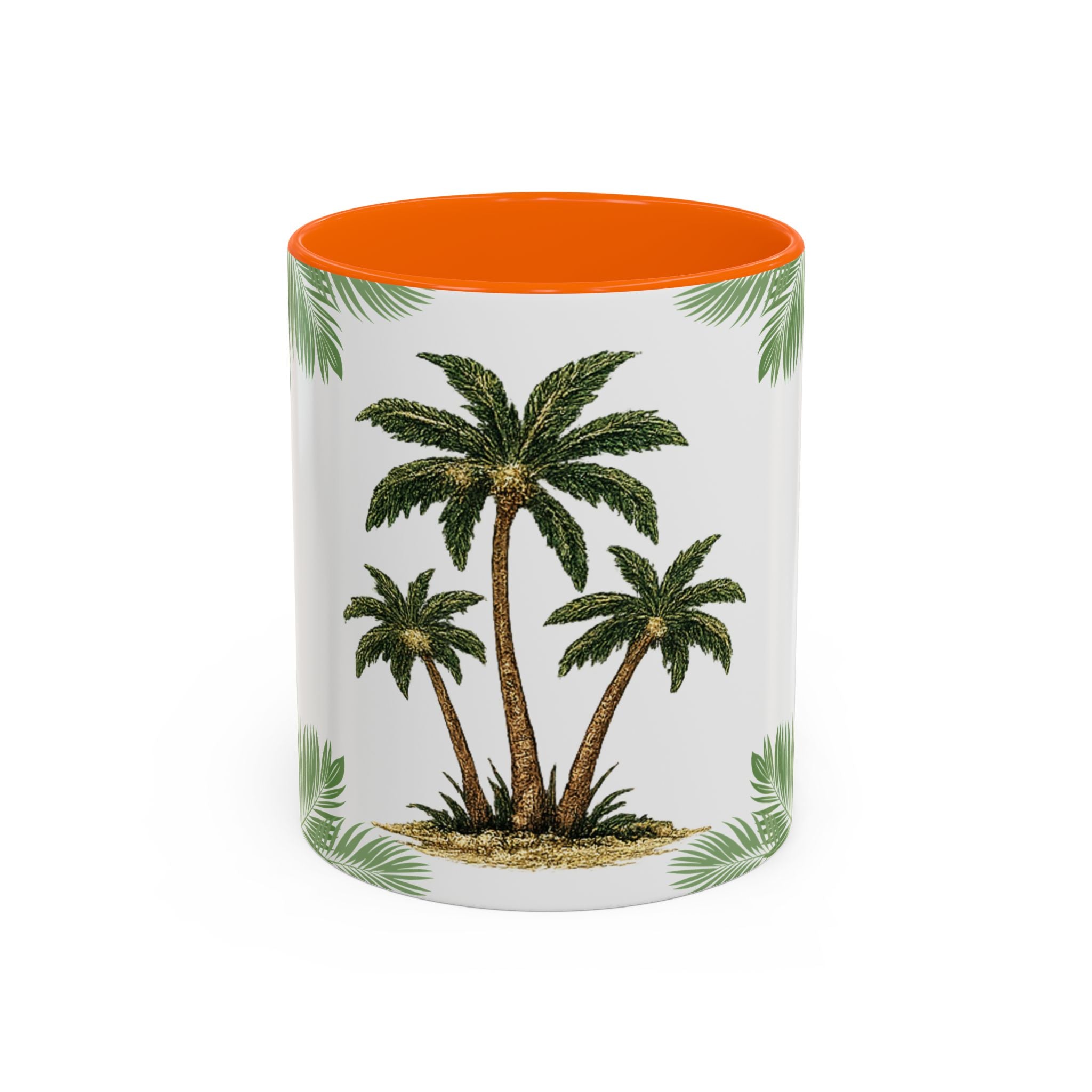 Tropical Palm Coffee Mug — Beachy Accent Mug with Palm Leaves (11oz)