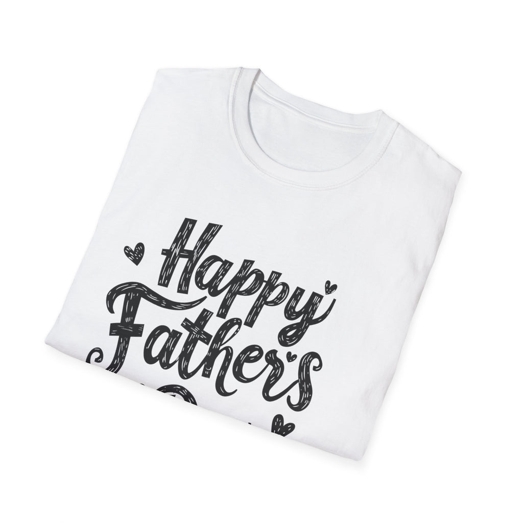 Father's Day T-Shirt - "Happy Father's Day" Script with Red Hearts