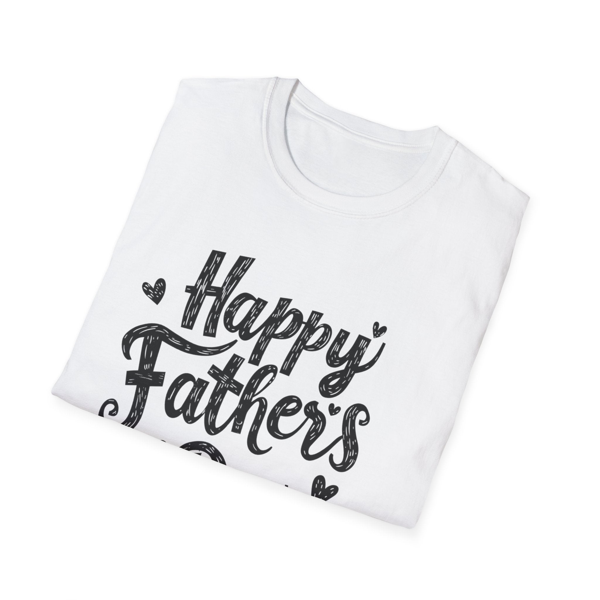 Father's Day T-Shirt - "Happy Father's Day" Script with Red Hearts