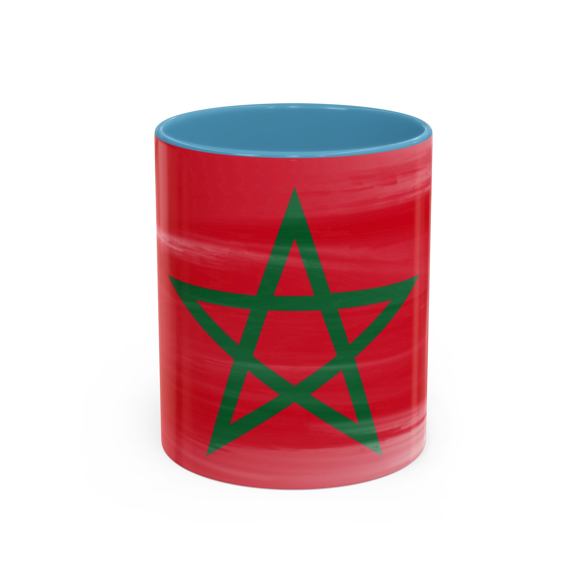 Morocco Flag Accent Coffee Mug — Red & Green Moroccan Star Design (11/15oz)