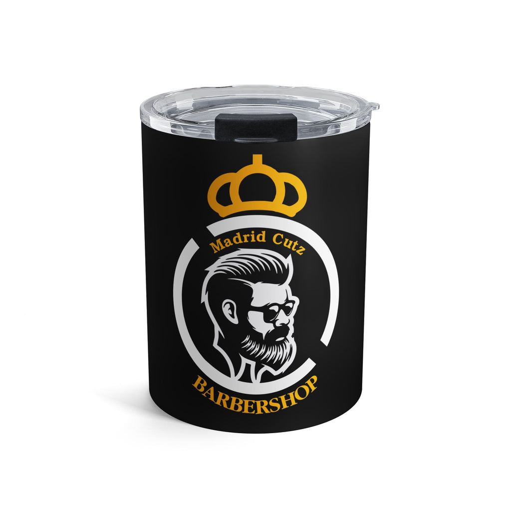Barbershop Logo 10oz Tumbler — Madrid Cutz King Beard Coffee Cup