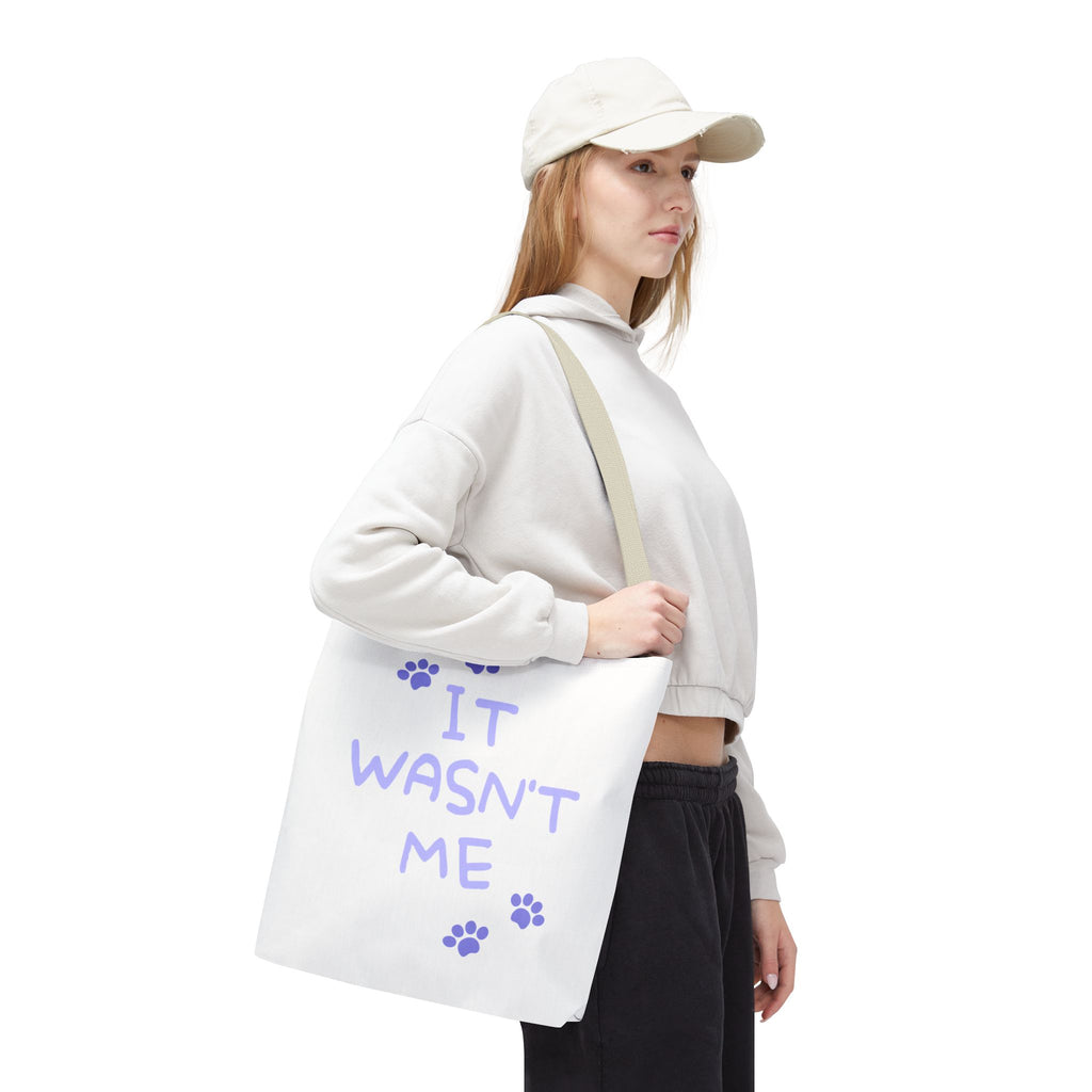 Cat Paw Print Tote — "It Wasn't Me" Funny Cat Tote Bag