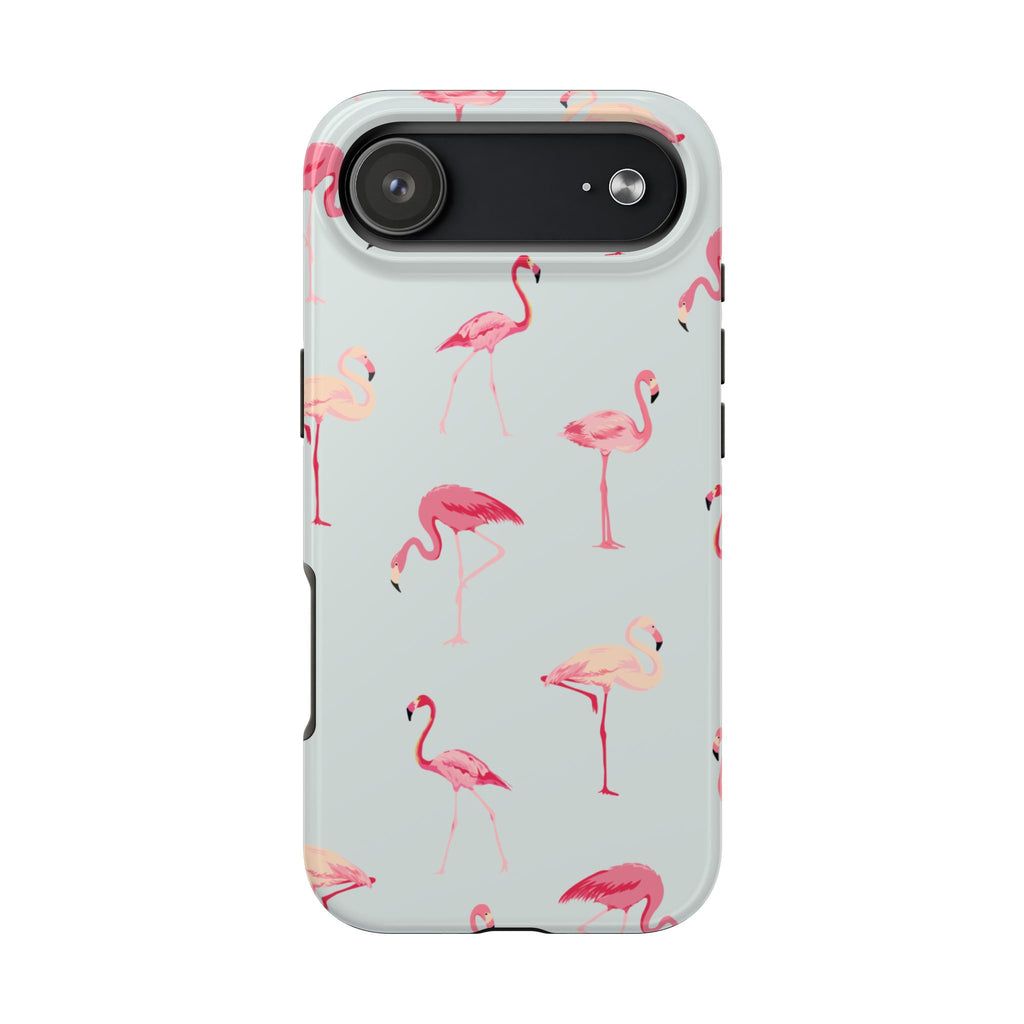 Flamingo Pattern Tough Phone Case — Cute Pink Birds Protective Phone Cover