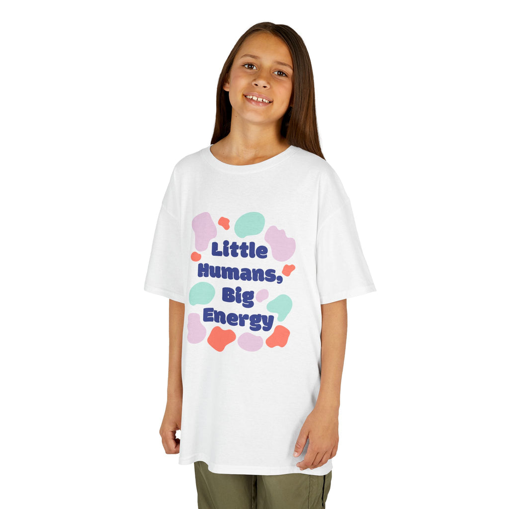 Kids Tee — “Little Humans, Big Energy” Colorful Playful Graphic